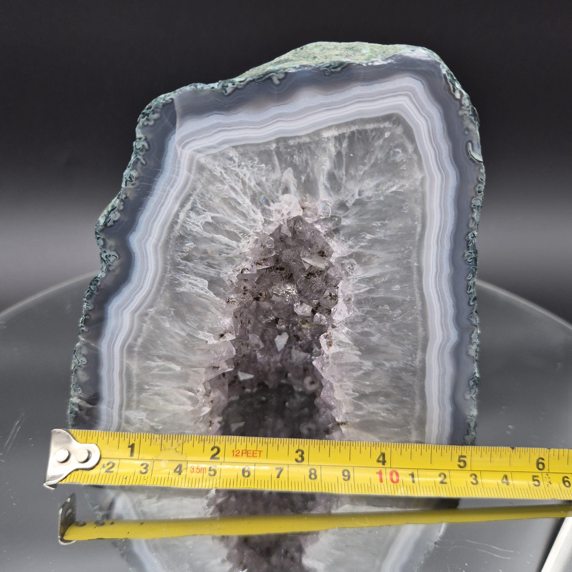 Amethyst Black Hematite Blue Banded Agate Cut Base Natural Back Brazil 5.33 lbs Crystal Hoarder
