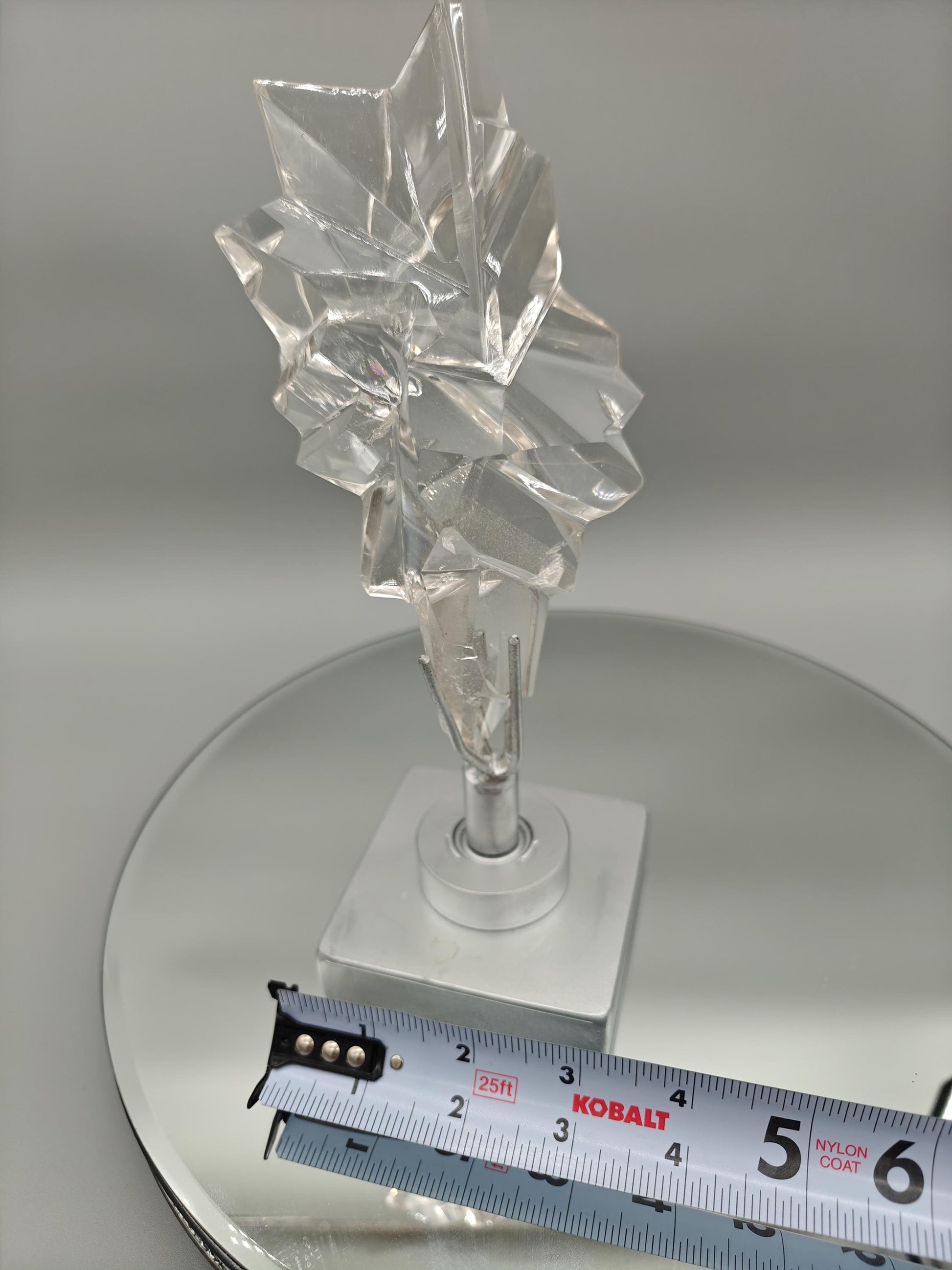 AAA+ Clear Quartz Faceted Sculpture Art - 9.5 x 3in - 1.76 lbs - Polished Quartz Crystal Display Crystal Hoarder