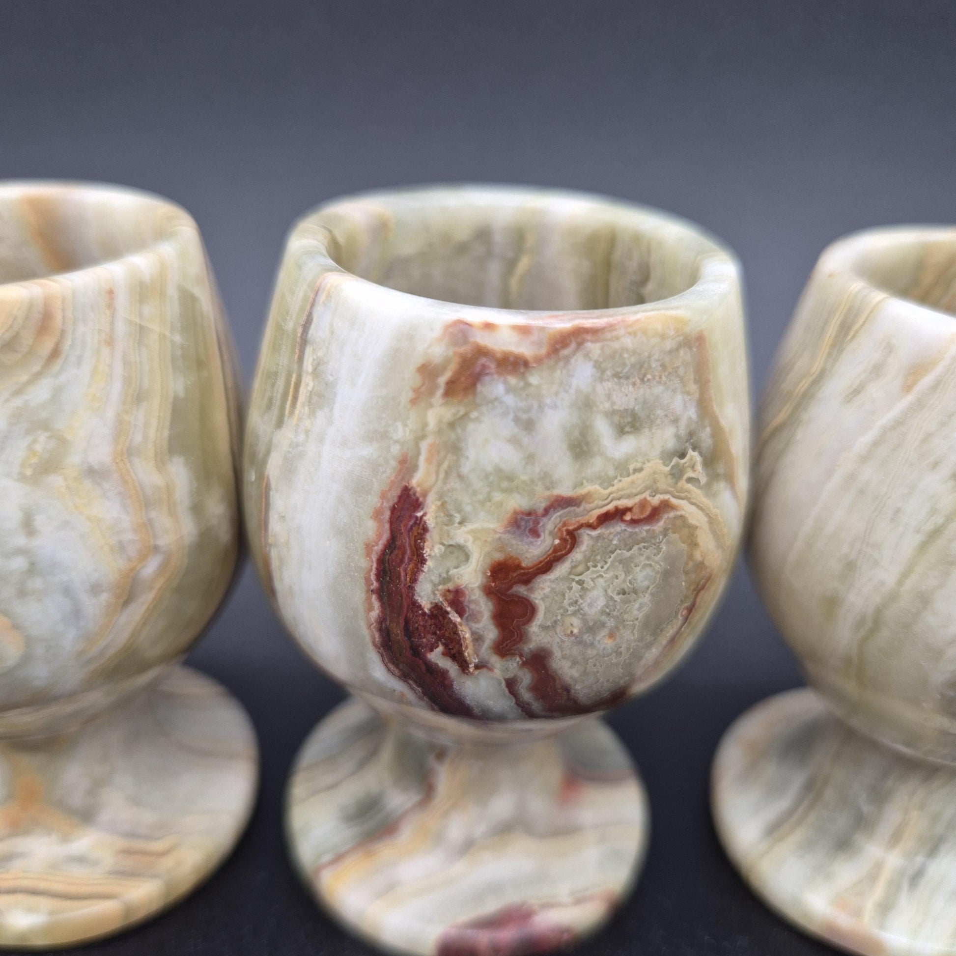 Set of 6 Green Onyx Sherry Glasses | 3 inch tall  | Hand Carved Natural Stone Drinkware Crystal Hoarder