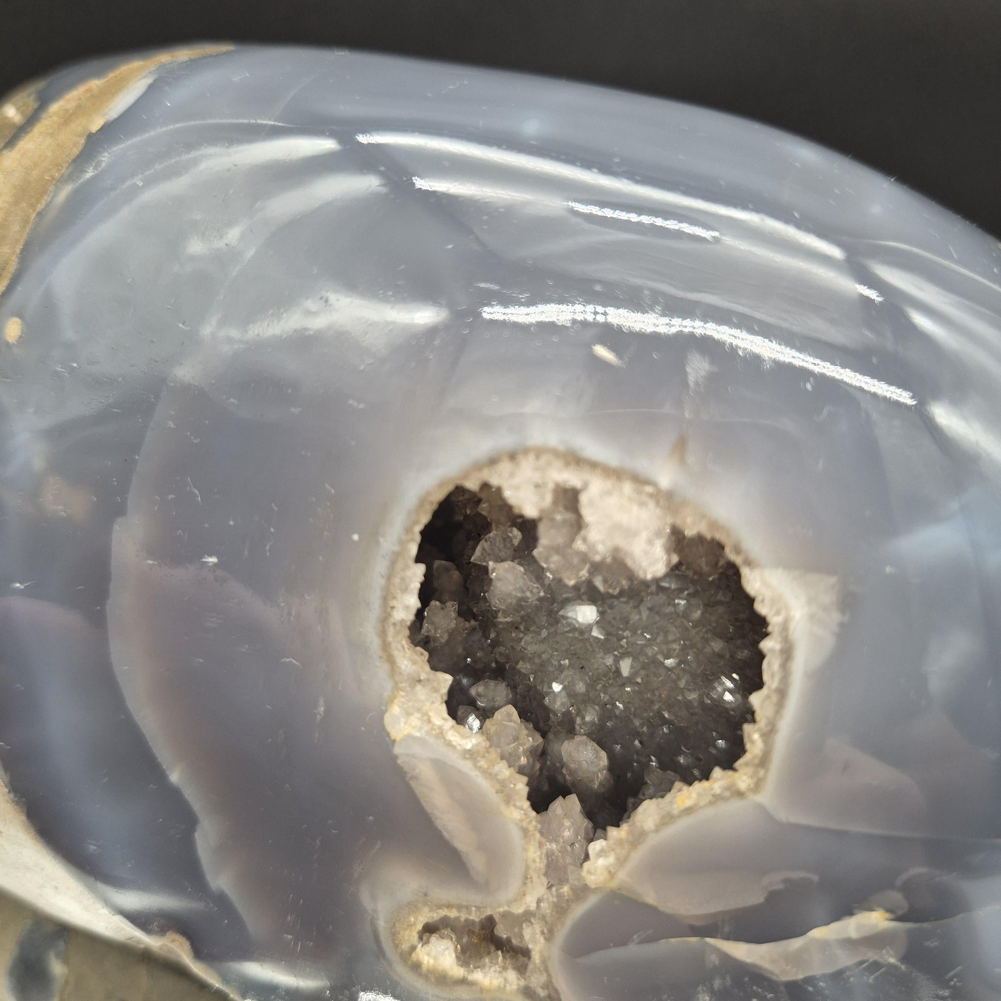 AAA+ Statement Amethyst Druzy Quartz Stalactite Formation in Blue Agate - Fully Polished Backlit Display, Uruguay 6.64 lbs, 9 x 4.5in Crystal Hoarder
