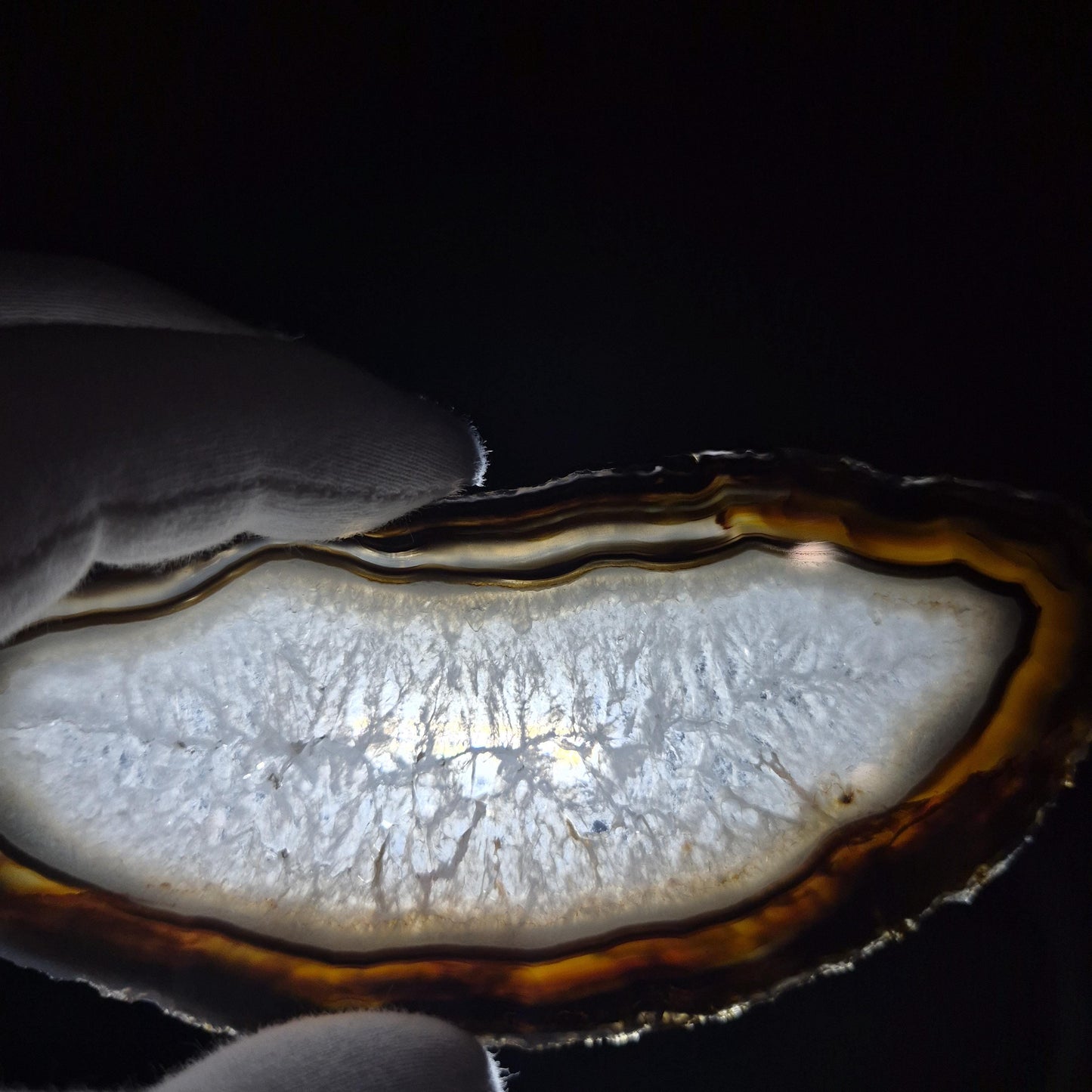 Set of 3 Agate Slices with Quartz | 4.5-6in Natural Crystal Slices | 0.55 lbs Total | Polished Banded Agate Decor Crystal Hoarder