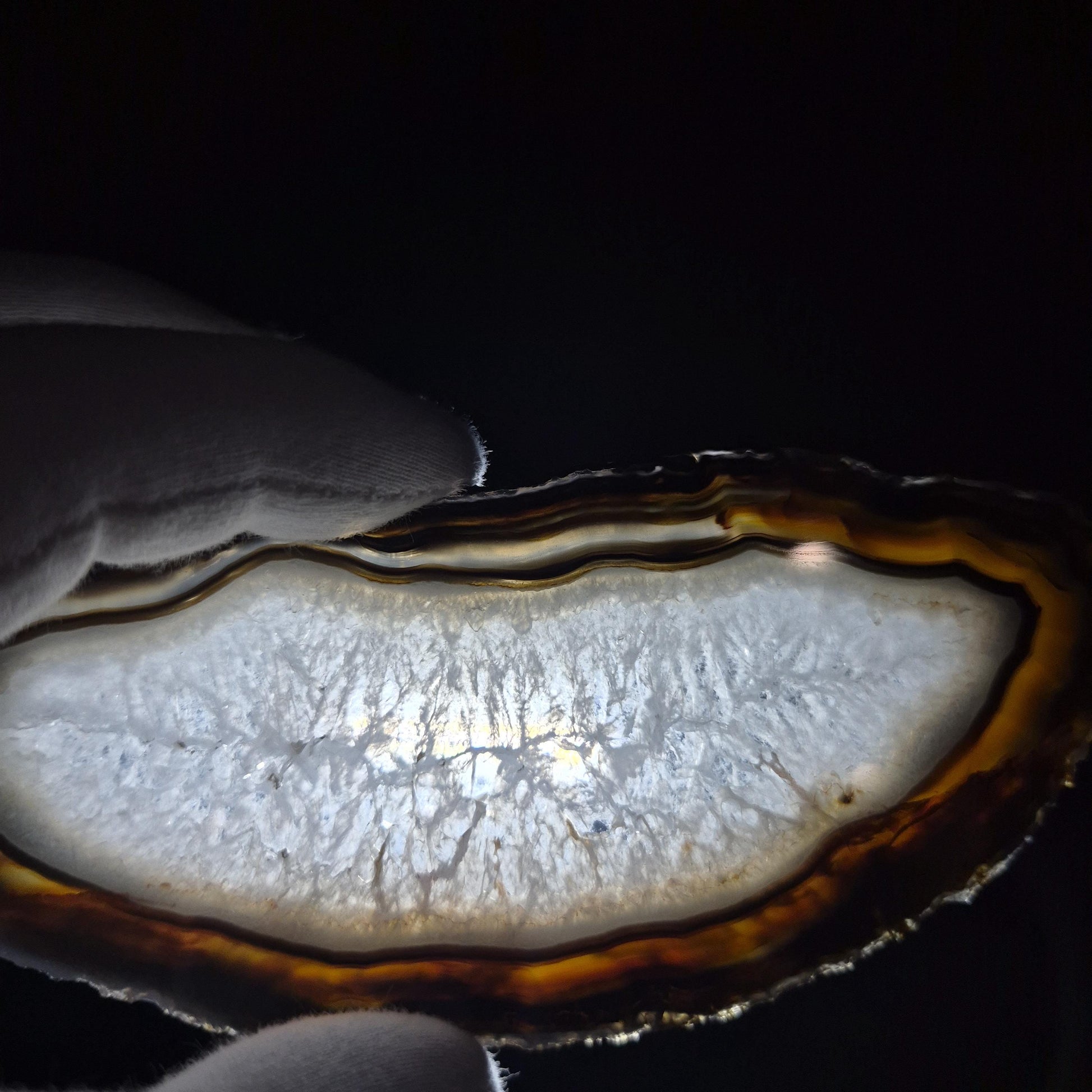 Set of 3 Agate Slices with Quartz | 4.5-6in Natural Crystal Slices | 0.55 lbs Total | Polished Banded Agate Decor Crystal Hoarder