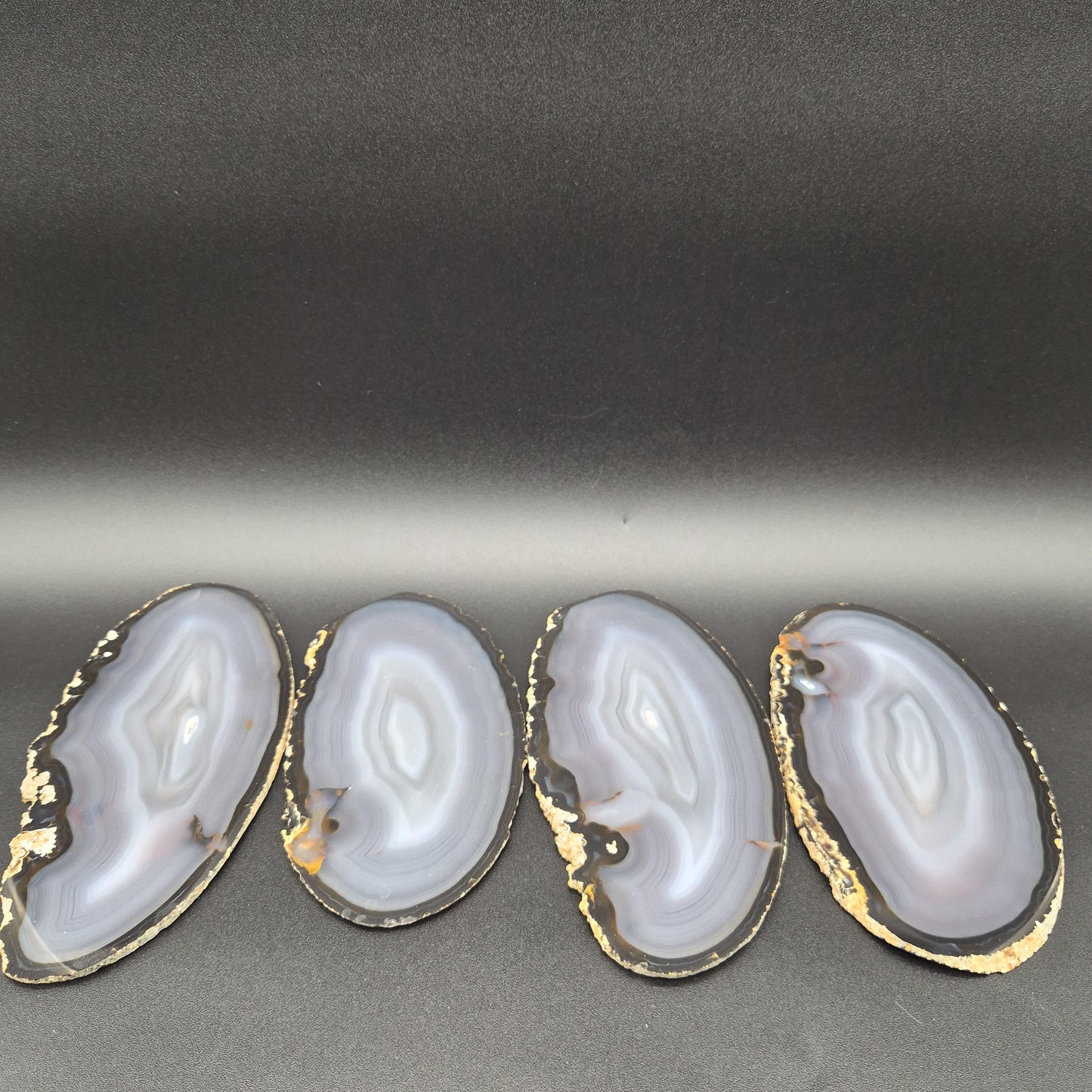 Large AAA Agate Slices - Set of 4 | 7.5-8in x 4in Translucent Druzy Quartz | 2.19 lbs Statement Decor Crystal Hoarder