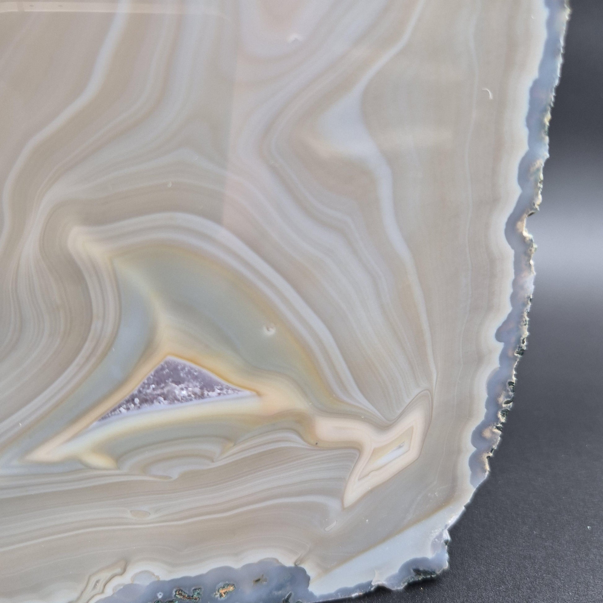 Druzy Amethyst Blue and Tan Agate Cut Base Natural Back Brazil 3.42 lbs Crystal Hoarder