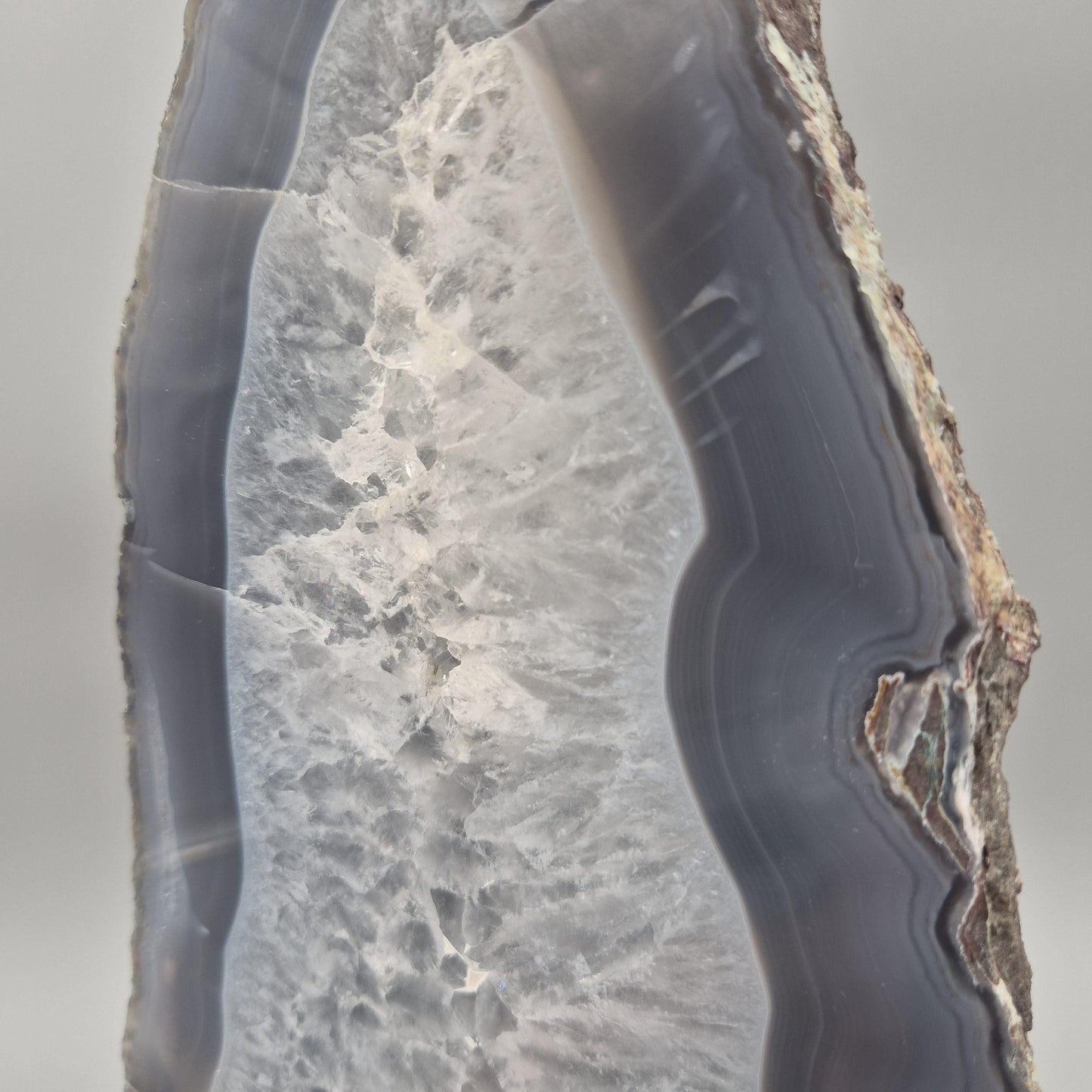 AAA+ Blue Banded Agate Cathedral with Druzy - 11.5 x 7in, 10.48 lbs - Brazil Crystal Hoarder