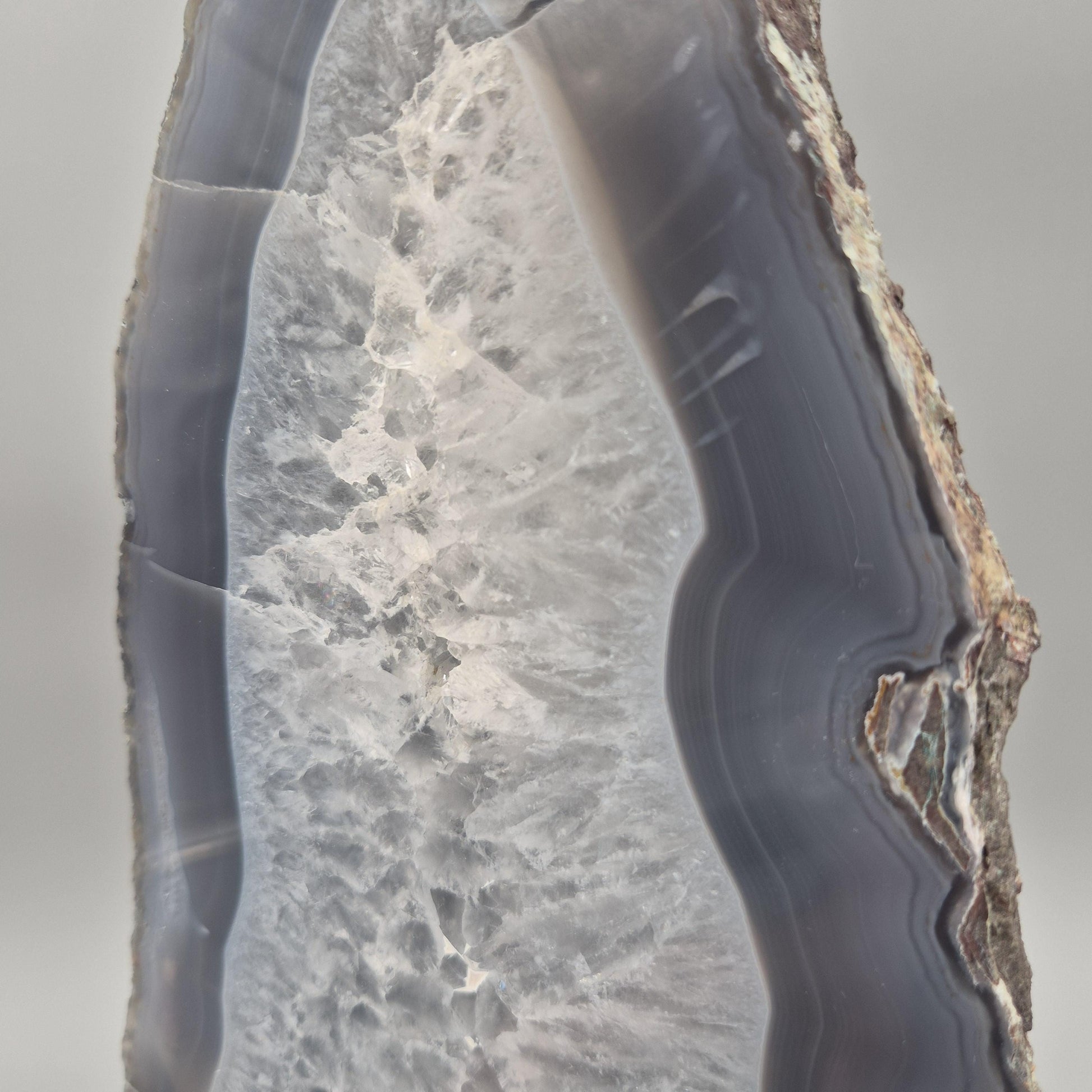 AAA+ Blue Banded Agate Cathedral with Druzy - 11.5 x 7in, 10.48 lbs - Brazil Crystal Hoarder