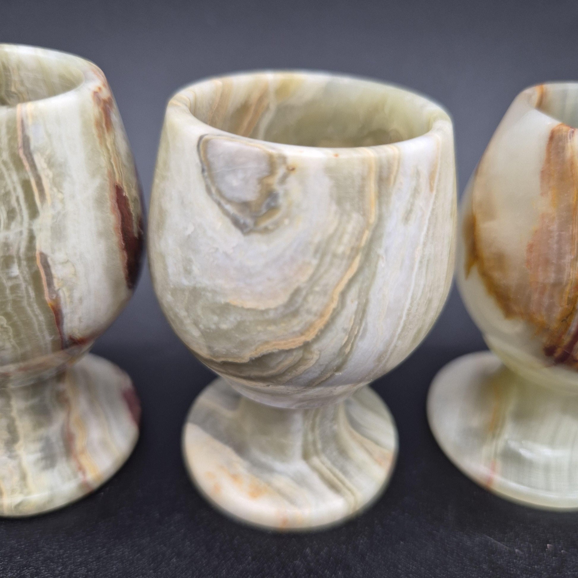 Set of 6 Green Onyx Sherry Glasses | 3 inch tall  | Hand Carved Natural Stone Drinkware Crystal Hoarder