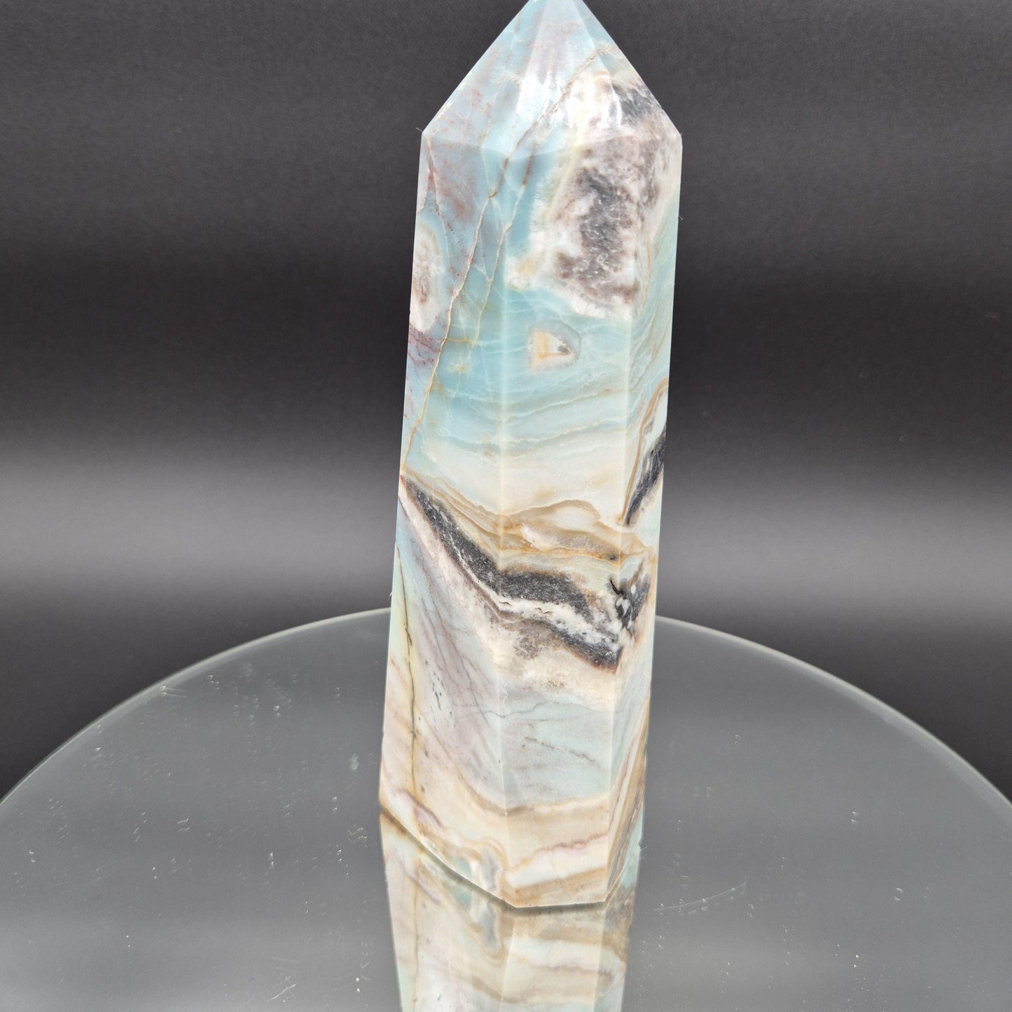 AAA+ Caribbean Calcite Tower with Aragonite - 8.5 x 3.25in, 3 lbs - Healing Crystal, Meditation, Energy Decor Crystal Hoarder