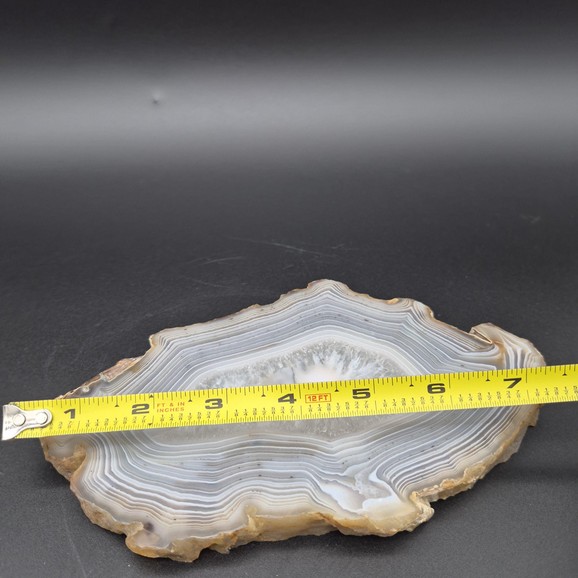AAA+ Quartz with Tight Blue Banded Agate Double Sided Polished Uruguay 1.34 lbs Crystal Hoarder Crystal Hoarder