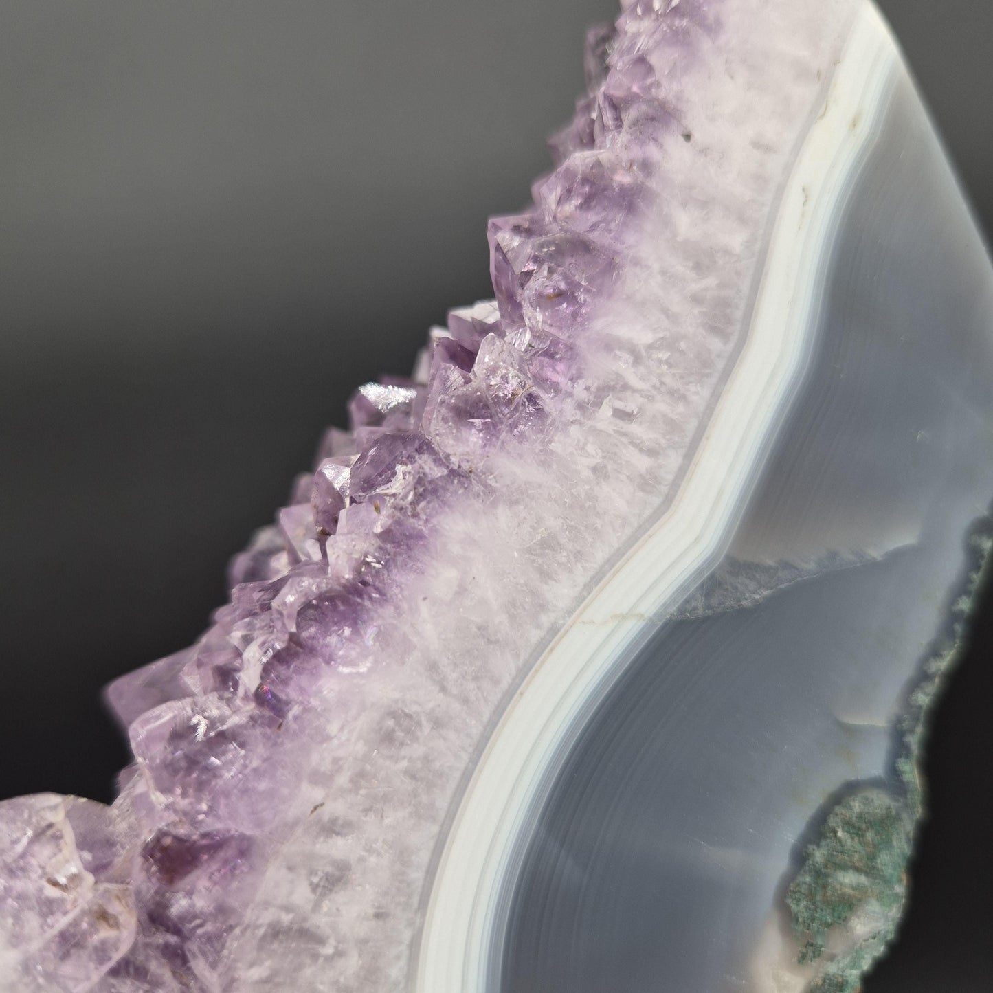 Amethyst with Blue Banded Agate on Stand Brazil 10x6x2 4.06 lbs Crystal Hoarder