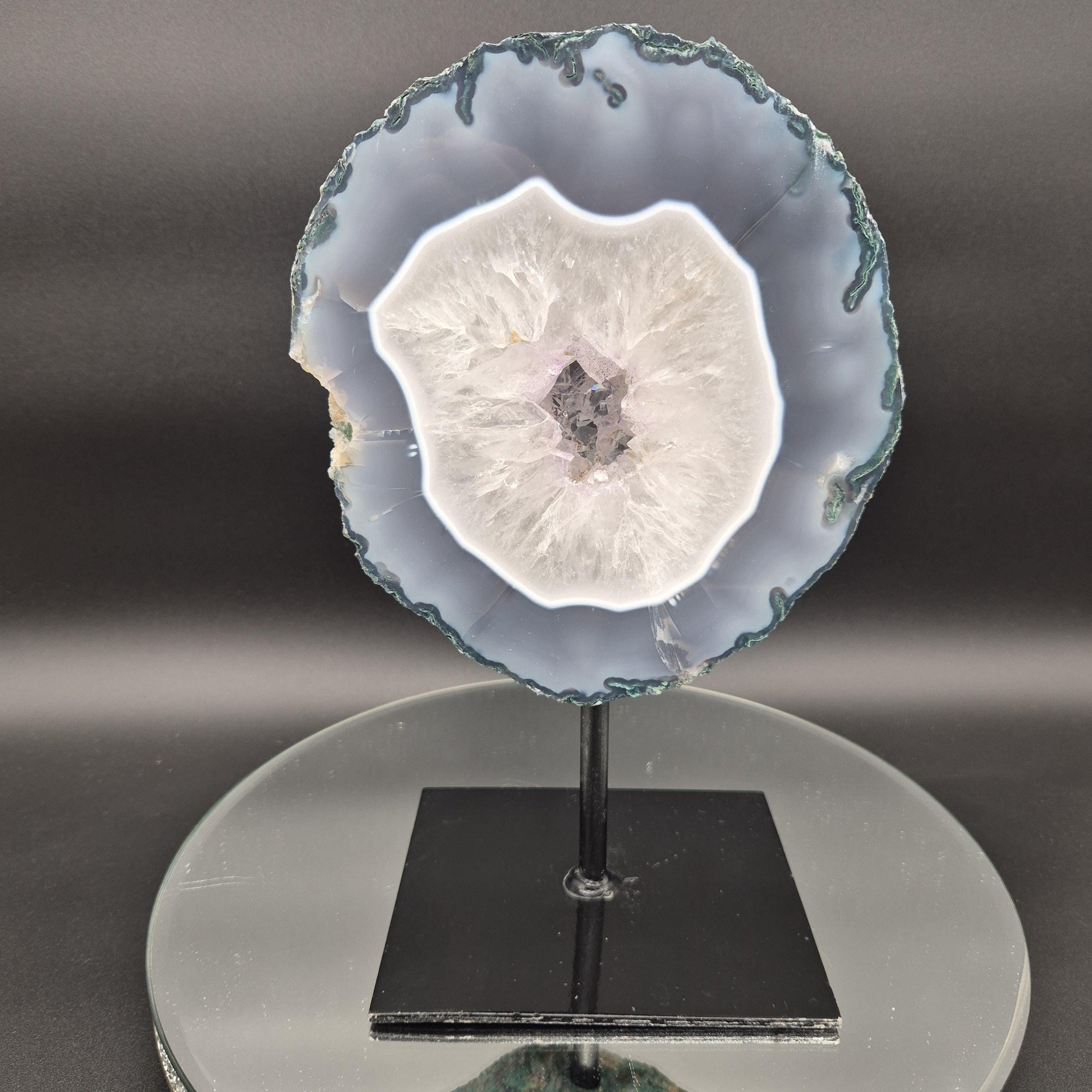 Amethyst with Blue Banded Agate Portal Brazil 4.9 lbs 11x6x1.25 Druzy Crystal Display Crystal Hoarder
