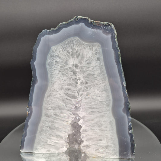 AAA Amethyst with Quartz Rainbow and Blue Banded Agate Cut Base Brazil 10.91 lb 8.5x7.5x4 Crystal Display Piece Crystal Hoarder