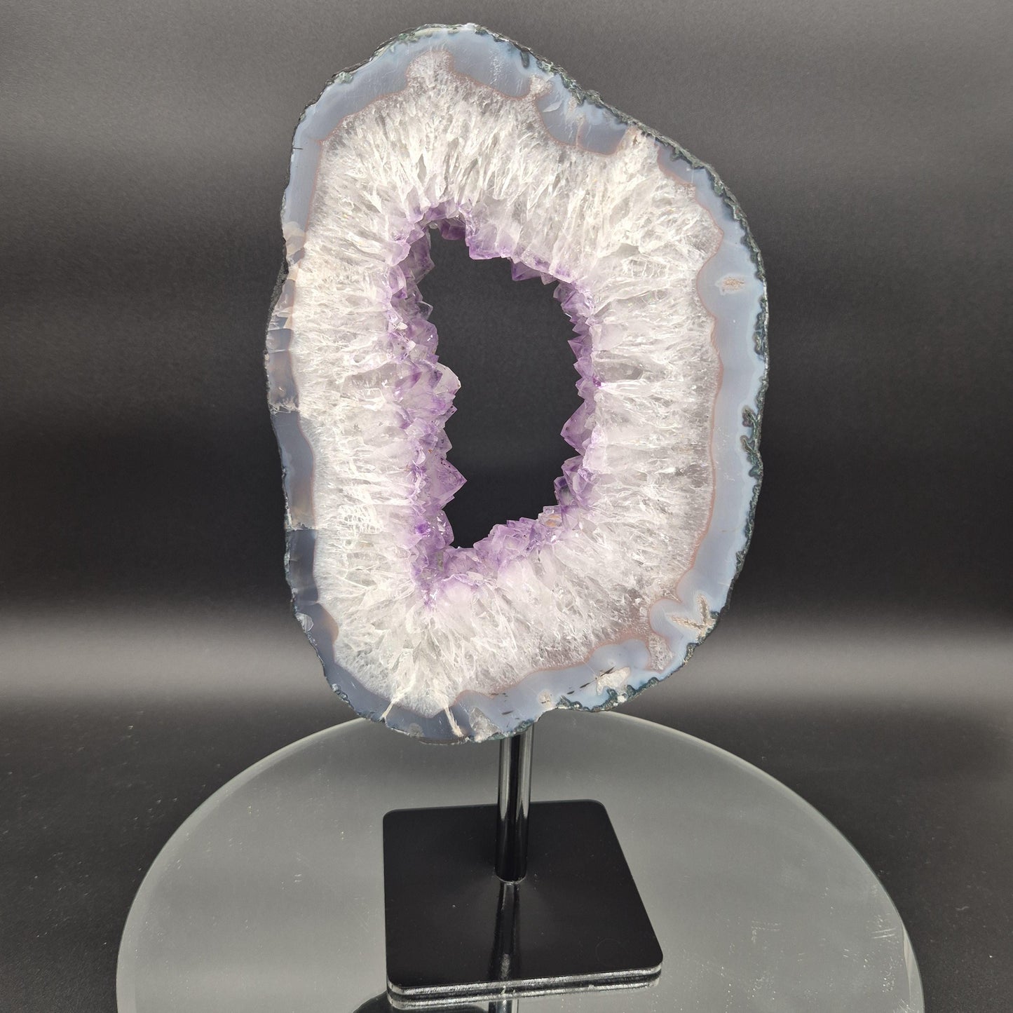 Amethyst Portal with Blue and Pink Agate Brazil 12x6.5x1.5 5.75 lbs Crystal Hoarder