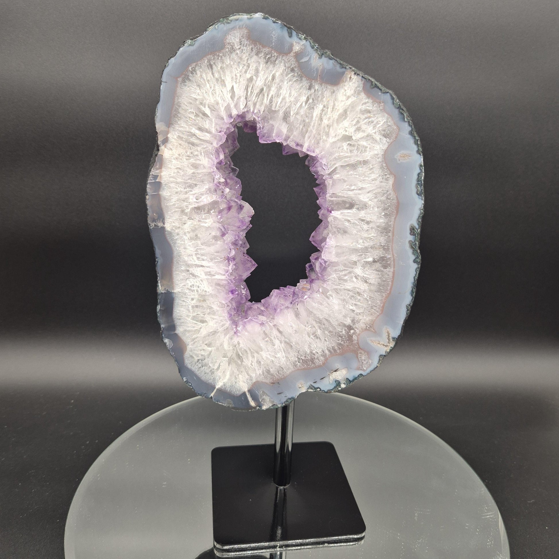 Amethyst Portal with Blue and Pink Agate Brazil 12x6.5x1.5 5.75 lbs Crystal Hoarder