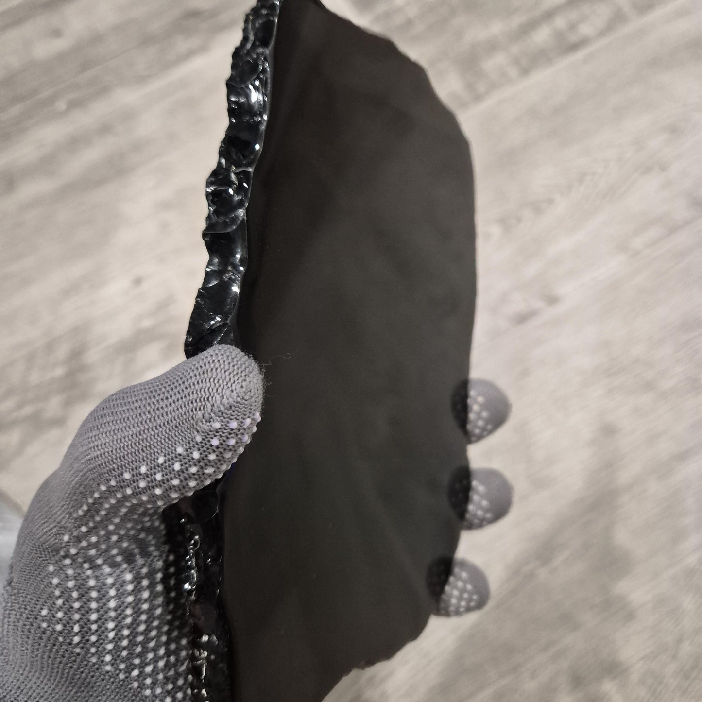 Black Obsidian Scrying Mirror 7.5x5 inch | Live Edge Polished Volcanic Glass Divination Mirror | 1.19 lbs Crystal Hoarder