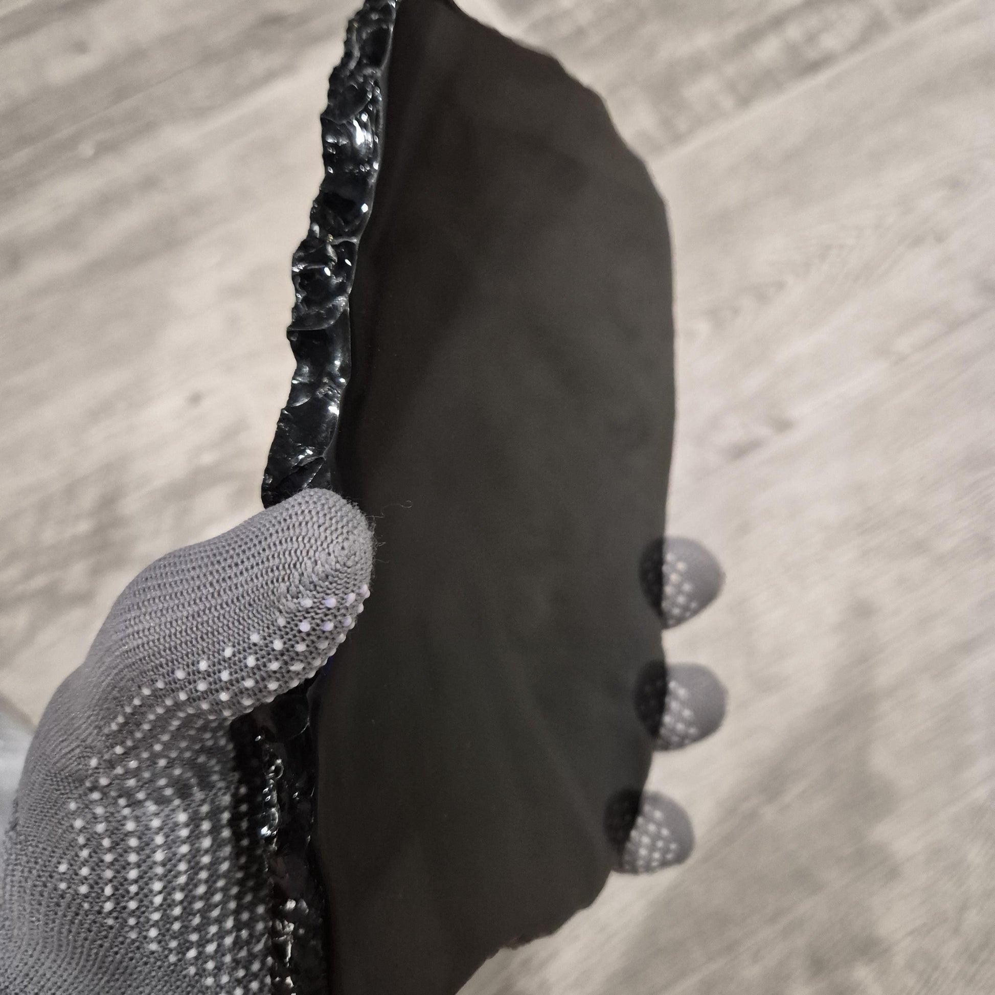 Black Obsidian Scrying Mirror 7.5x5 inch | Live Edge Polished Volcanic Glass Divination Mirror | 1.19 lbs Crystal Hoarder