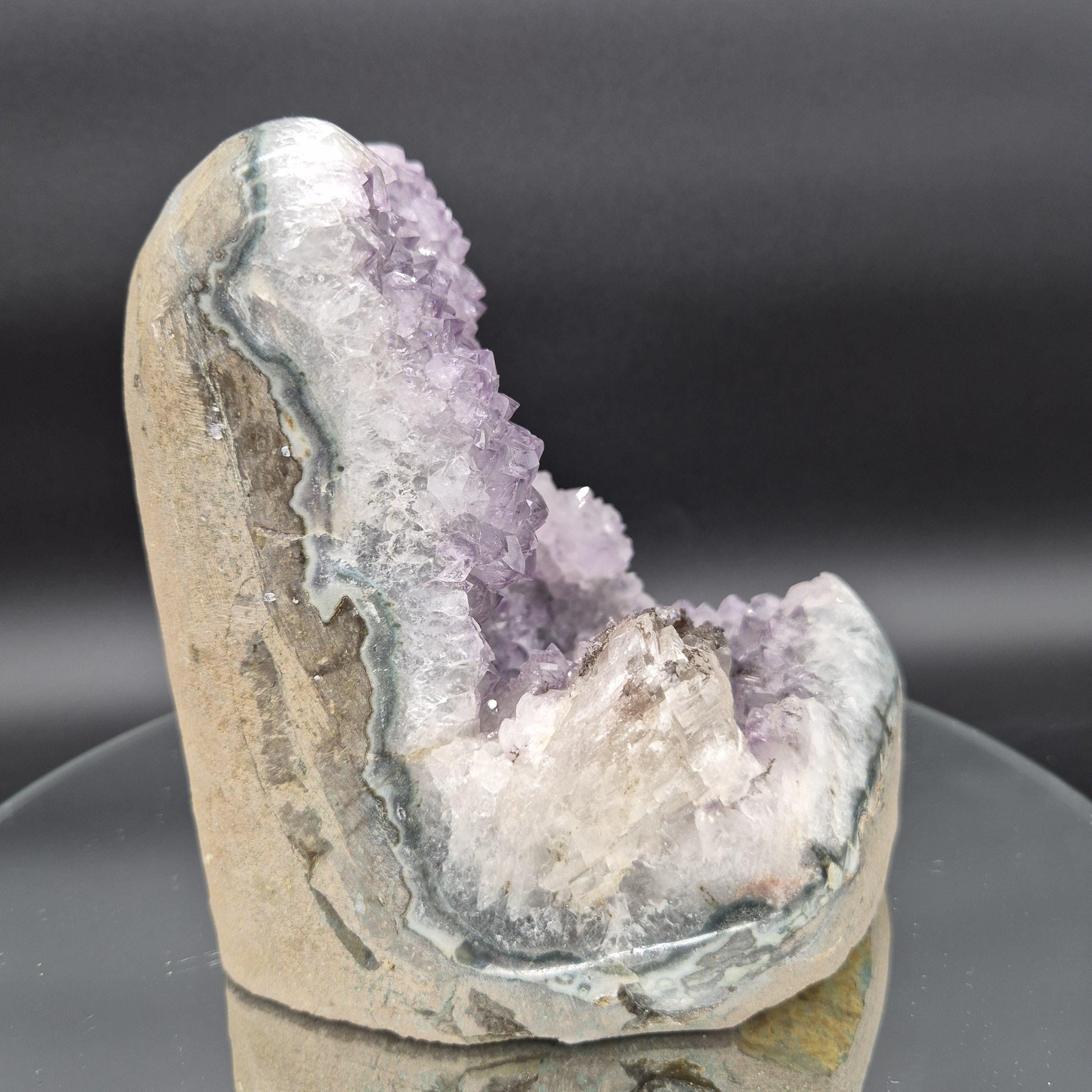 Amethyst with Calcite and Sugar Hematite Brazil Crystal Cluster 9.32 lb 6.5x6.5x6.5 Mineral Specimen Display Crystal Hoarder