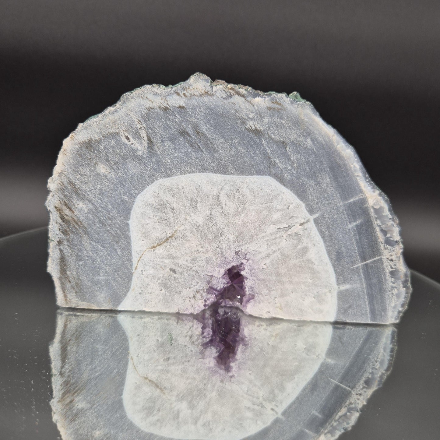 Amethyst with Blue Banded Agate Slab Brazil 2.56 lbs 6x4x1.5 Crystal Display Crystal Hoarder