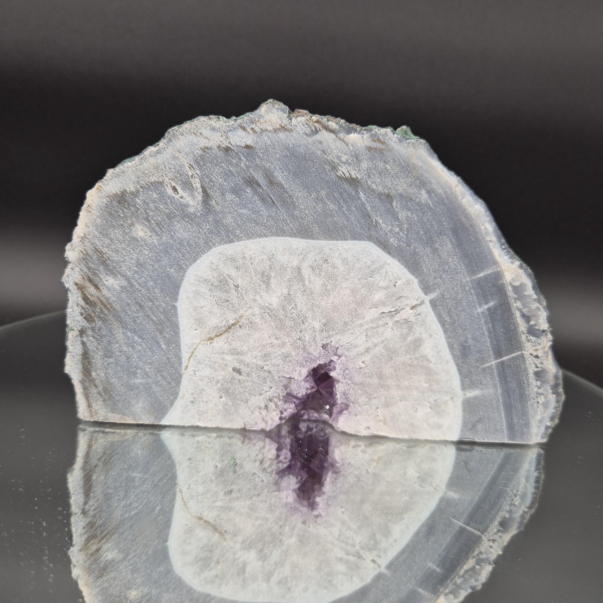 Amethyst with Blue Banded Agate Slab Brazil 2.56 lbs 6x4x1.5 Crystal Display Crystal Hoarder