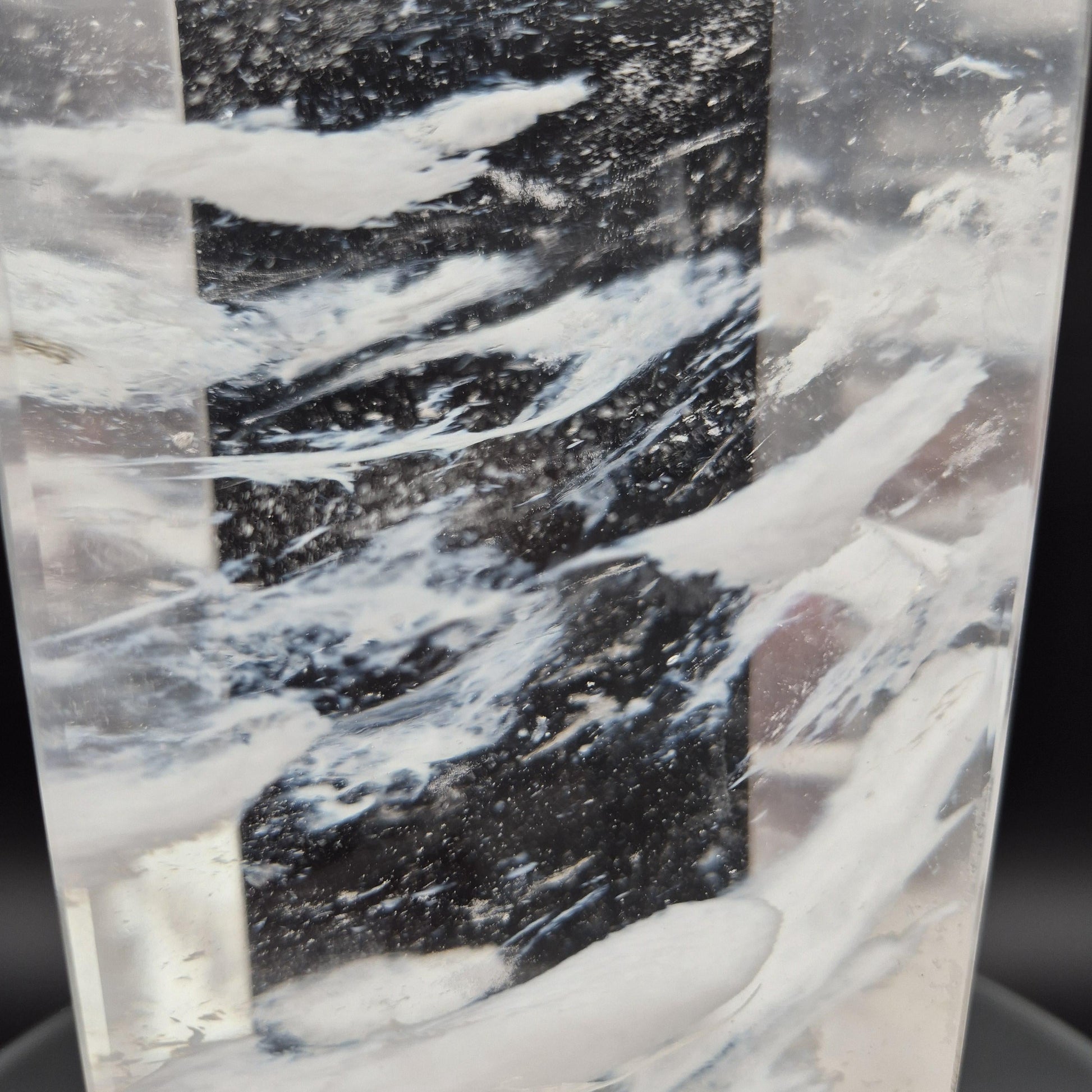 Huge Clear Quartz Tower with White Cloud Inclusions - Man Made Smelted Quartz - 20.79 lbs - 17in x 6in - Optional Light Base Crystal Hoarder