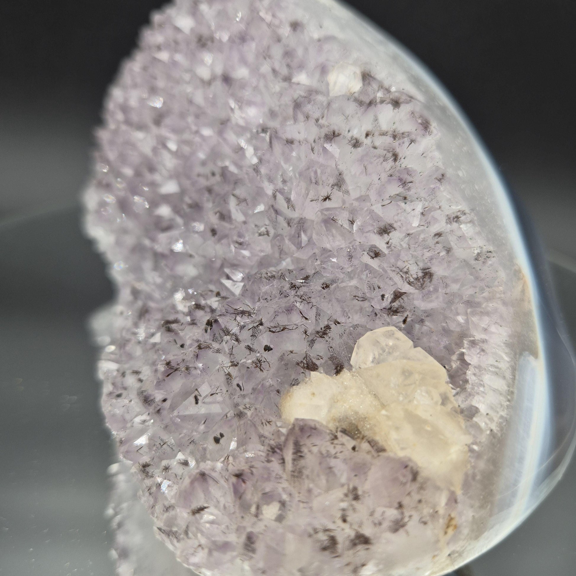 AAA+ Druzy Amethyst with UV Reactive Calcite Black Hematite Blue Banded Agate Freeform 4.58 lbs 7.5x4x3 Brazil Crystal Hoarder