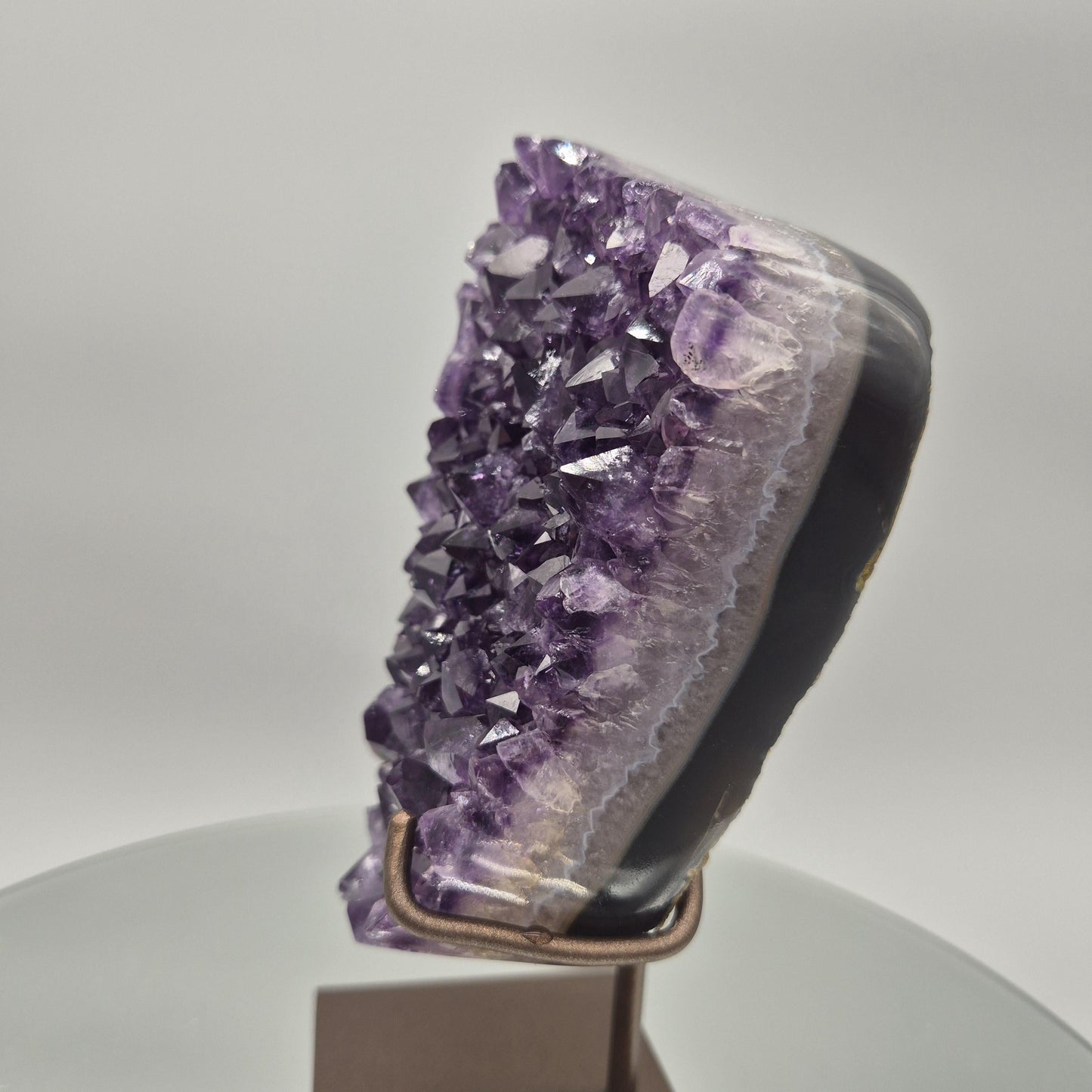 AAA+ Dark Amethyst & Blue Agate Freeform on Stand | Collector Grade Uruguayan Amethyst | Deep Purple Crystal Specimen | Luxury Crystal Decor Crystal Hoarder