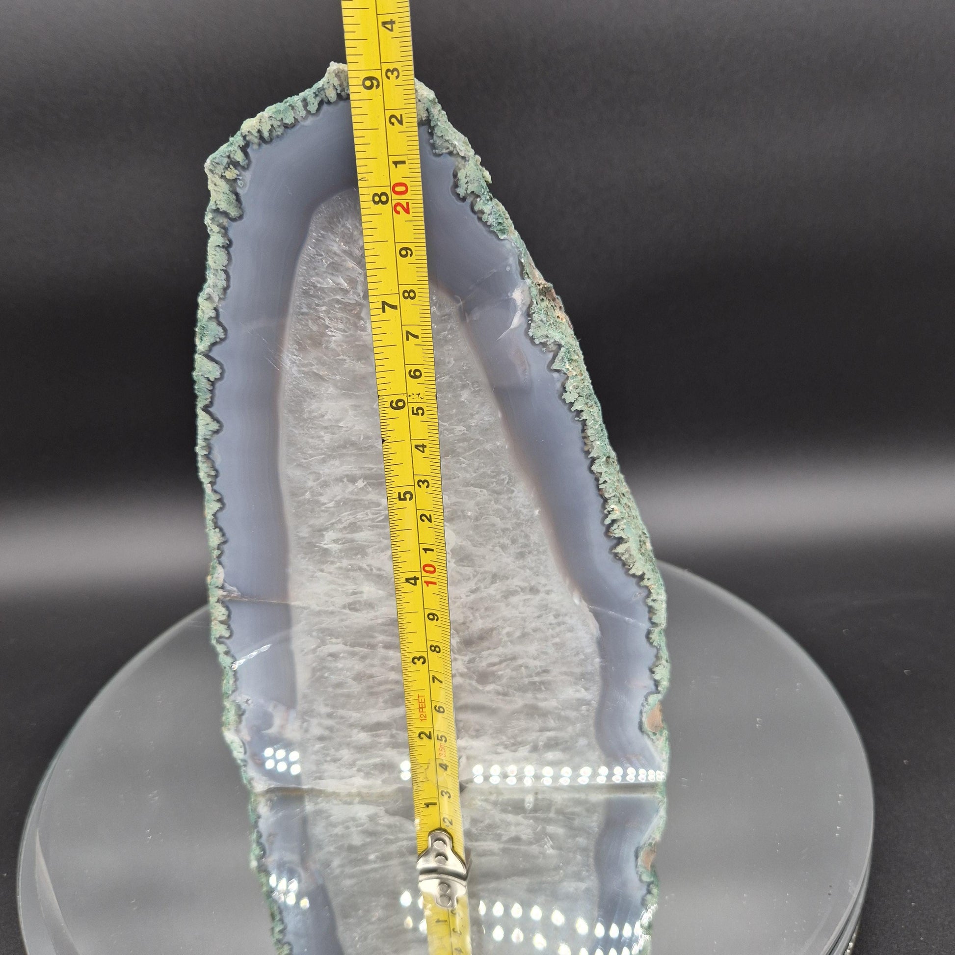 Quartz with Rainbow Inclusions and Blue Banded Agate Cut Base Brazil 7.85 lb 9x6x2.5 Crystal Display Specimen Crystal Hoarder