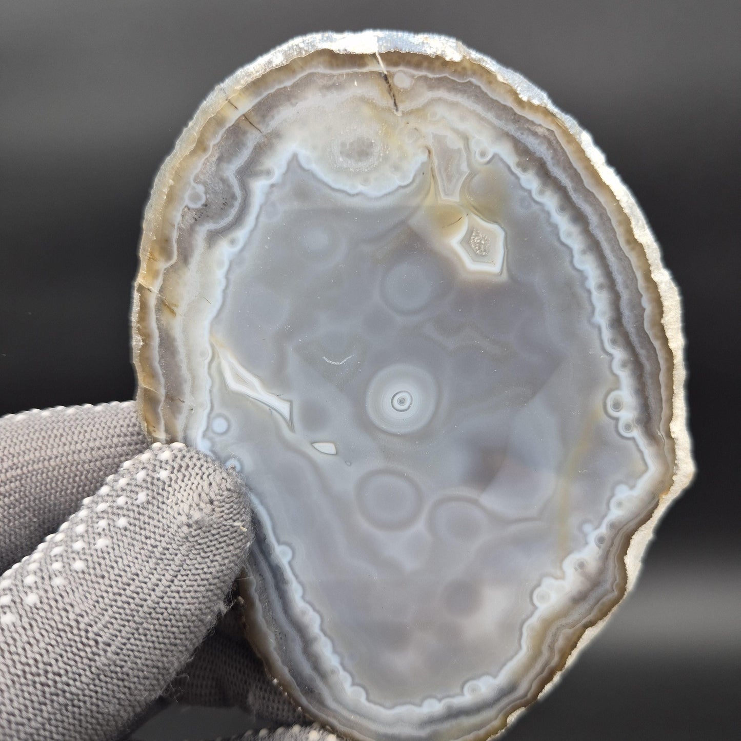 Natural Translucent Agate Slices - Set of 3 | 4in, 4.5in, 5in | Polished Quartz Crystal Decor | 0.55 lbs Crystal Hoarder