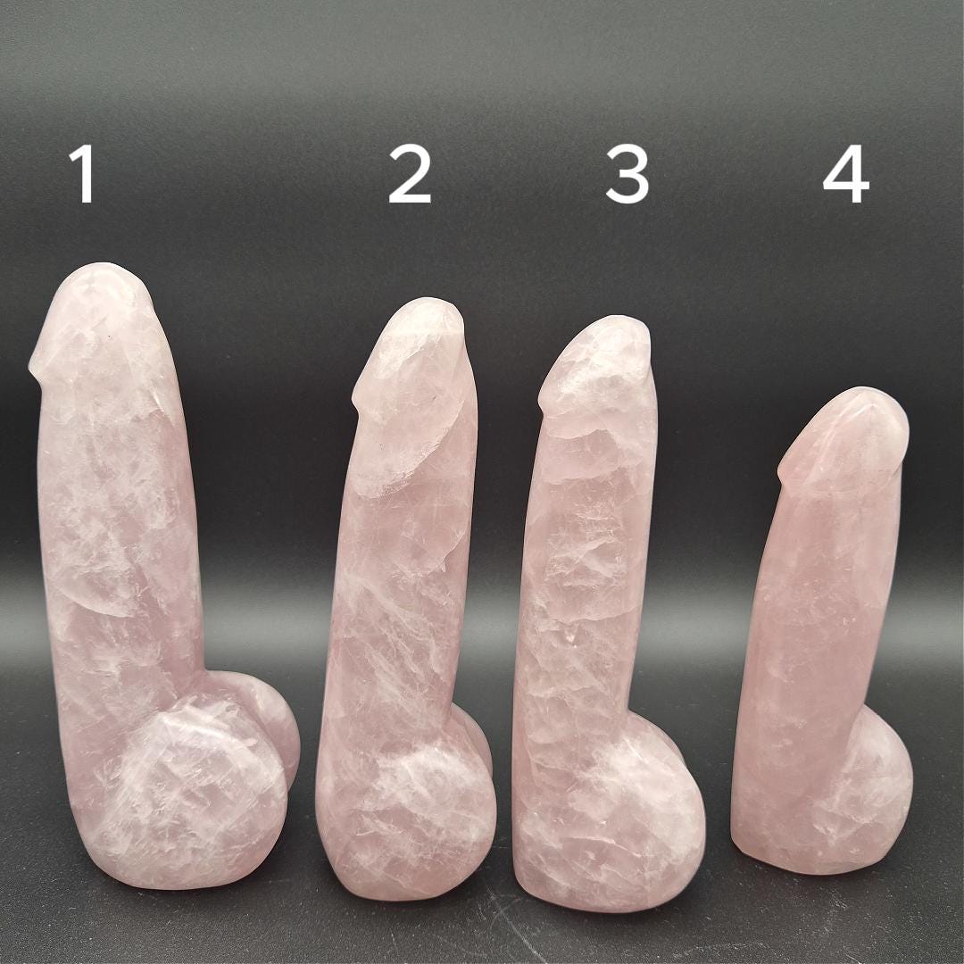 Hand Carved Rose Quartz Penis Sculpture Collection “Meet the P’s” | Pink Crystal Statement Decor | Unique Gift Idea Crystal Hoarder