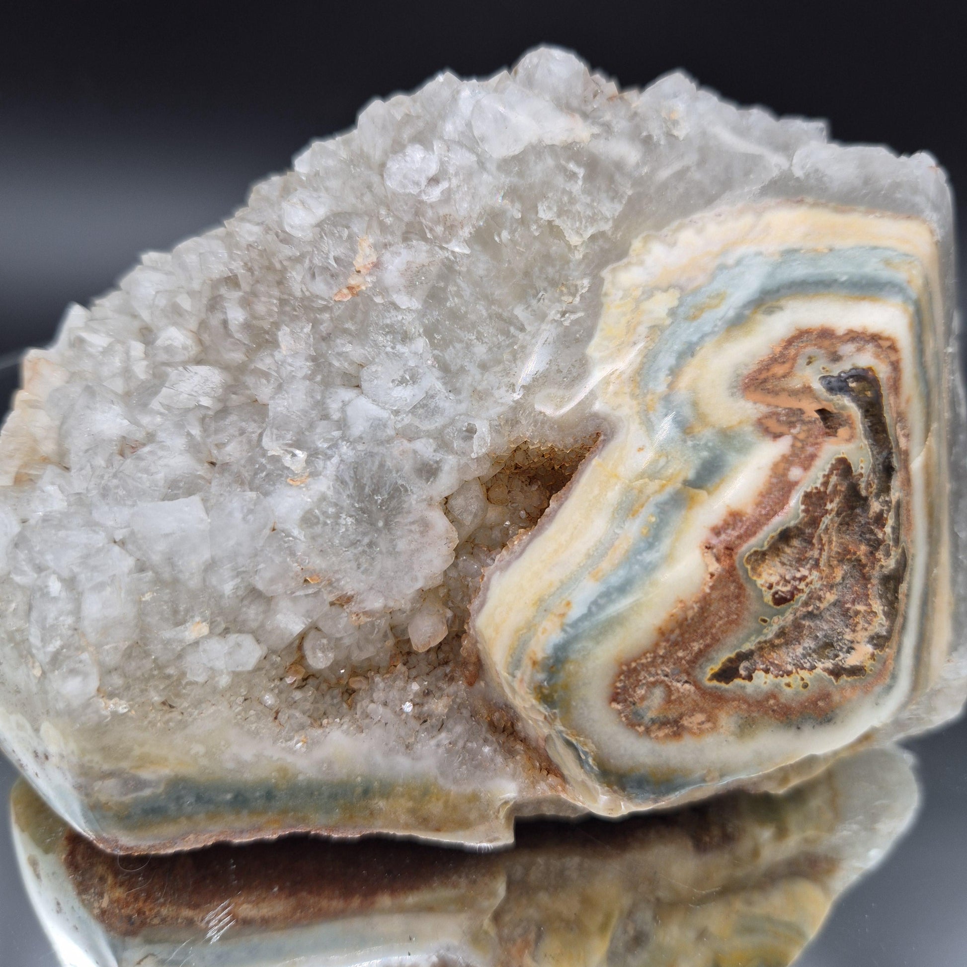 Super Rare Green Pastel Stalactite Eye with Quartz Uruguay 3.53 lbs Crystal Hoarder