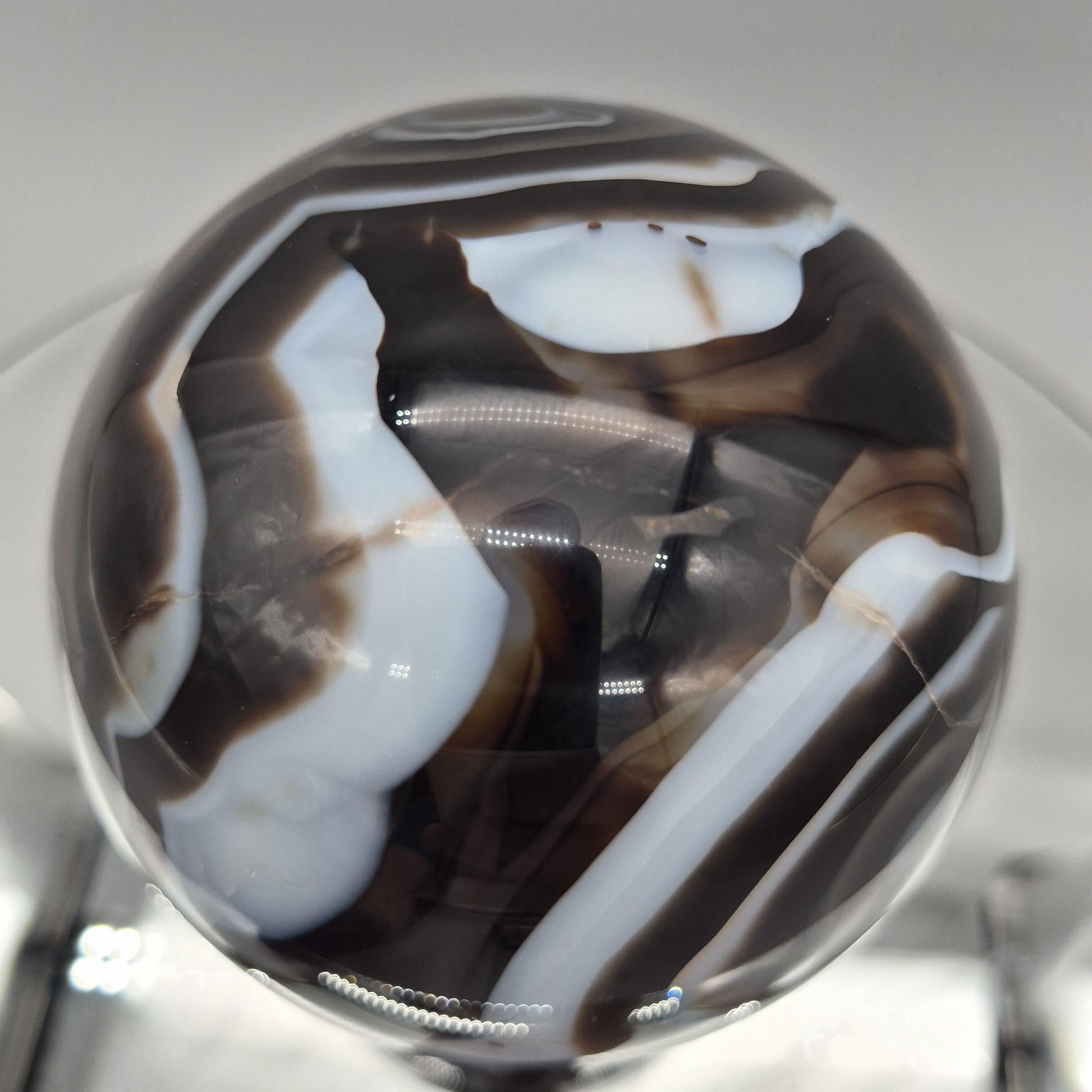 Super High Quality Black Agate Sphere – Polished Collector Crystal Sphere Crystal Hoarder