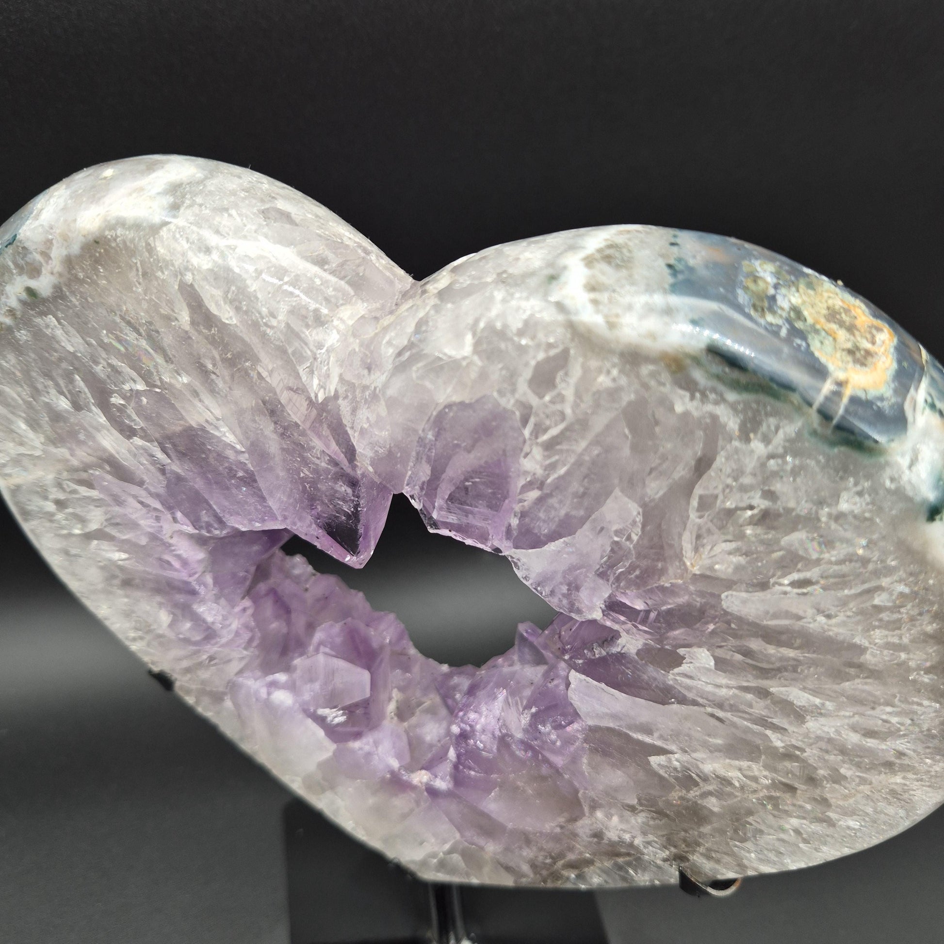 AAA+ Amethyst Heart Portal on Spin Stand Brazil 7 lbs 11.5x9x1.5 Druzy Crystal Display Crystal Hoarder
