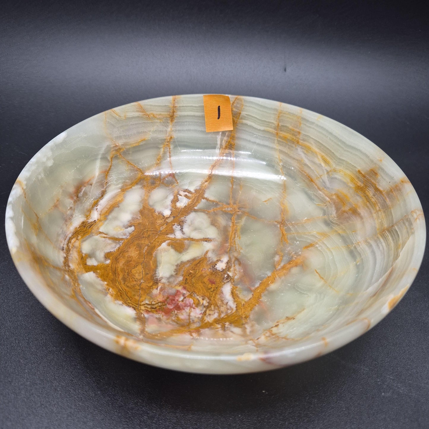 8 inch Polished Green Onyx Bowl | Natural Stone Crystal Dish | 2.5 inch Tall | 1.5 lbs | Choose 1 of 4