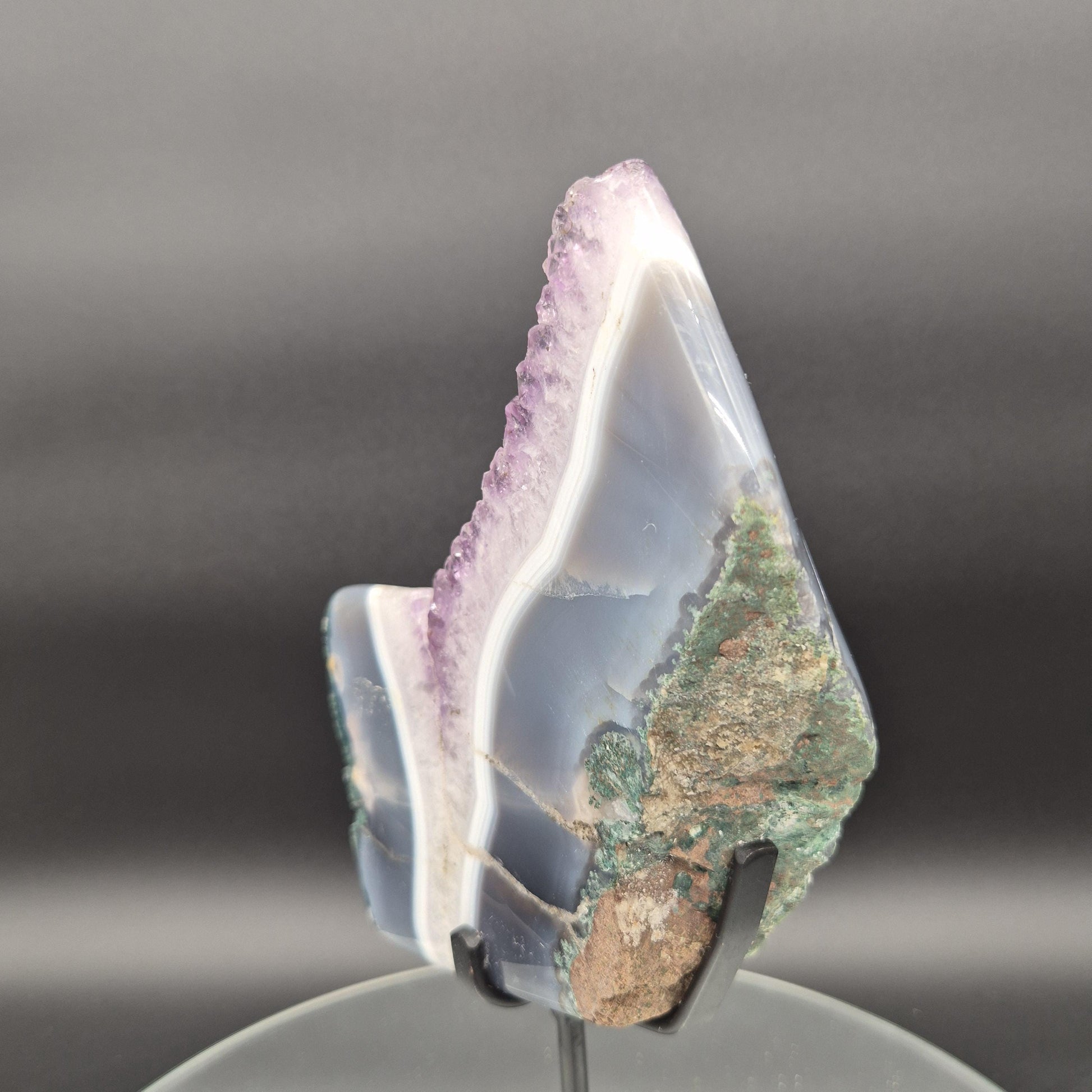 Amethyst with Blue Banded Agate on Stand Brazil 10x6x2 4.06 lbs Crystal Hoarder