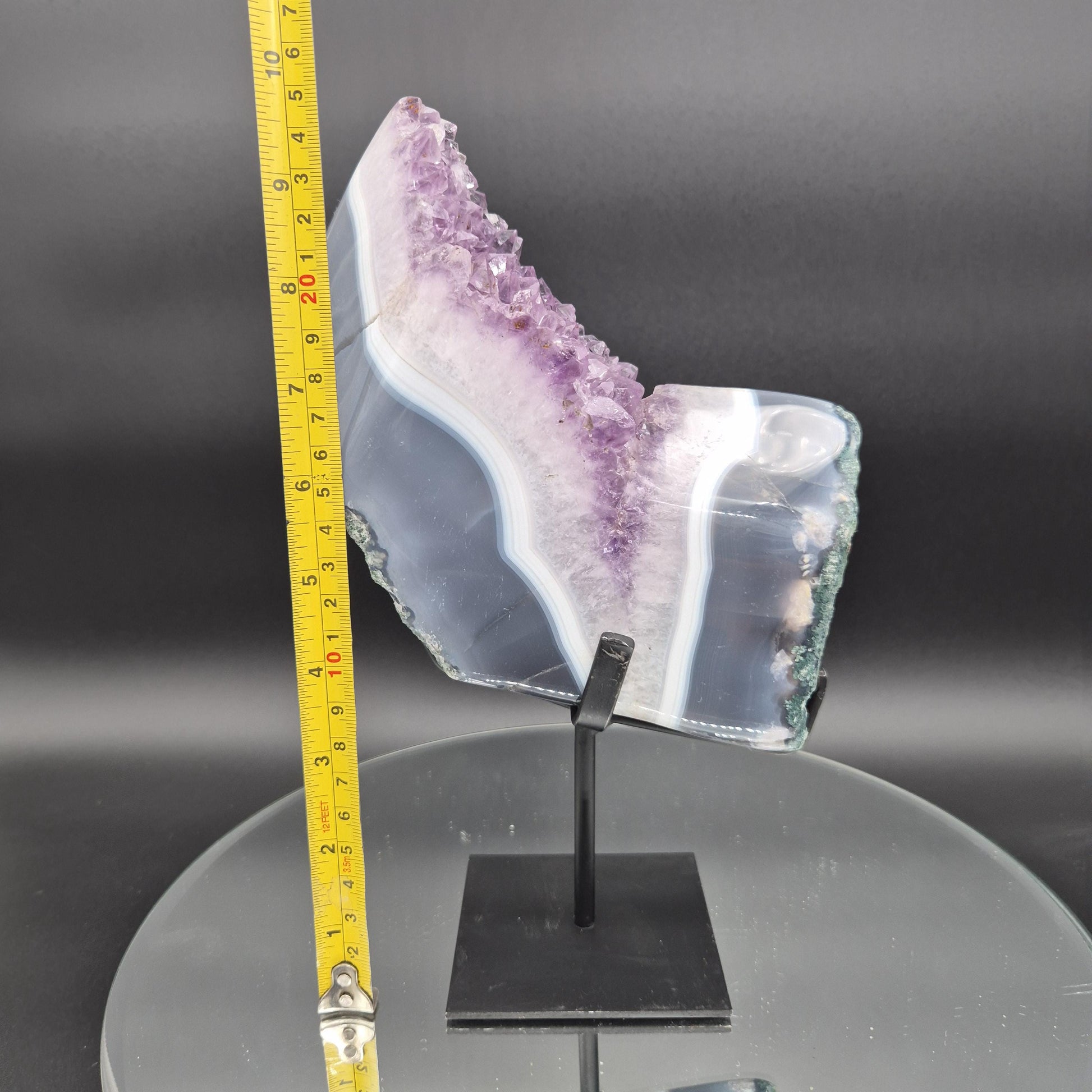 Amethyst with Blue Banded Agate on Stand Brazil 10x6x2 4.06 lbs Crystal Hoarder