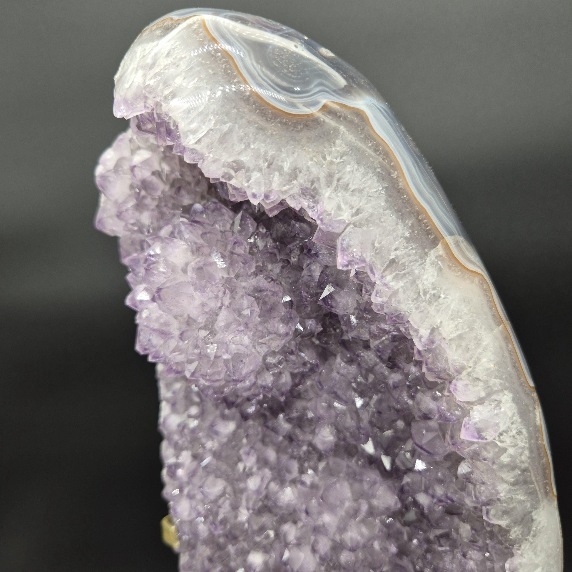 Huge AAA+ Amethyst with Rare Rosette Formation Red White and Blue Banded Agate Brazil 16.21 lb 16x7x2 Statement Crystal Crystal Hoarder
