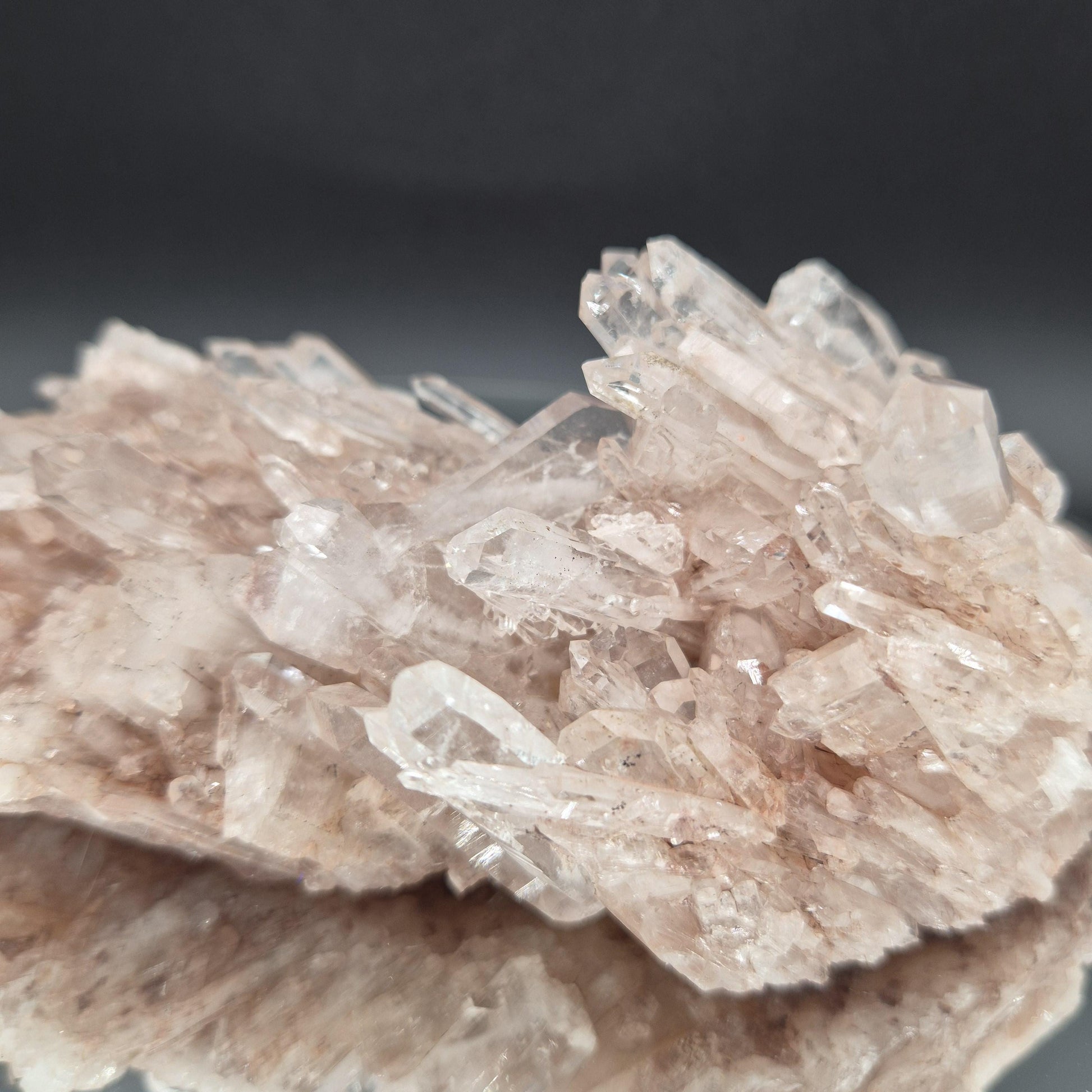 AAA+ Rare Pink Lemurian Quartz Cluster Water Clear Points Colombia 8x3.5x2.5 1.96 lbs Crystal Hoarder