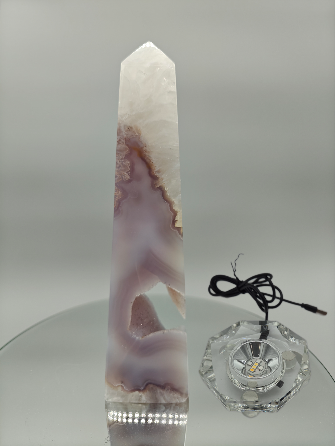 One-of-a-Kind Druzy Agate Tower - Floating Cutout Formation | Natural Crystal Point | 2.34 lbs | Optional Lighted Display Base Crystal Hoarder