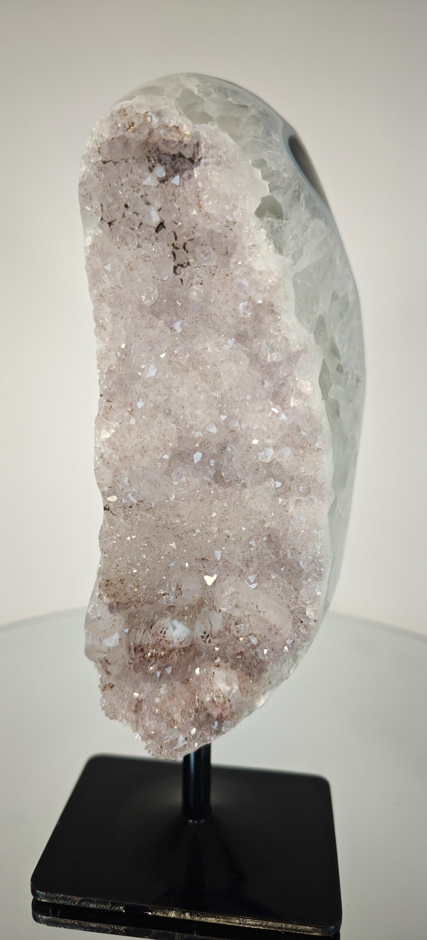 Druzy Lavender Amethyst with Blue Banded Agate and Stalactite - Brazil Crystal Hoarder