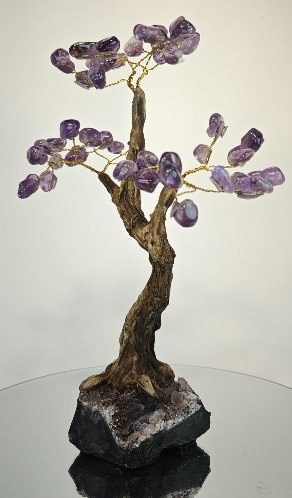 Amethyst Crystal Gemstone Bonsai Tree on Amethyst Base 12in - Product of Brazil Crystal Hoarder
