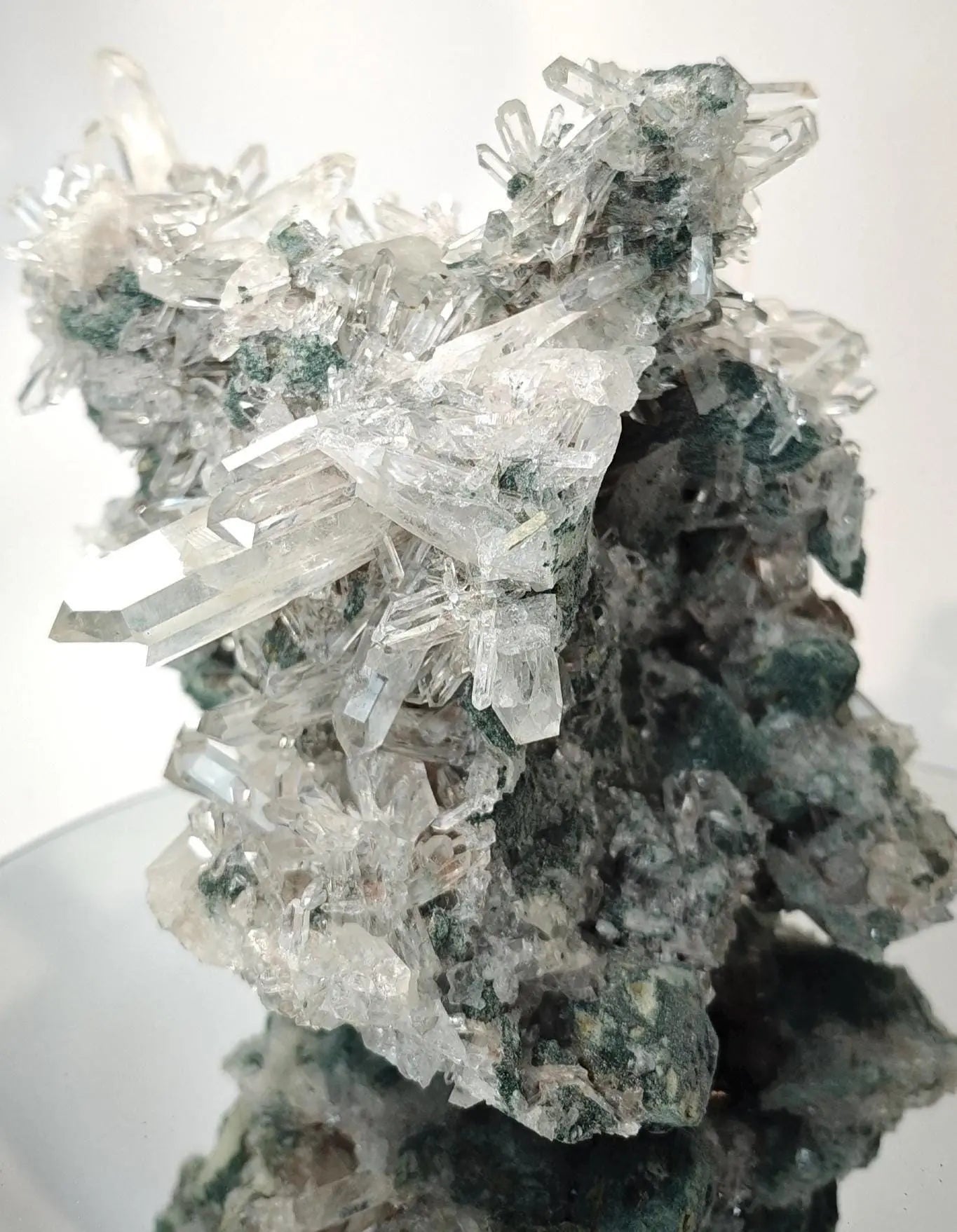 Crystalline Pink Lemurian Quartz with Chlorite and Fuchsite - Amazing Show Piece Crystal Hoarder