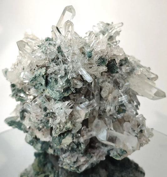 Crystalline Pink Lemurian Quartz with Chlorite and Fuchsite - Amazing Show Piece Crystal Hoarder