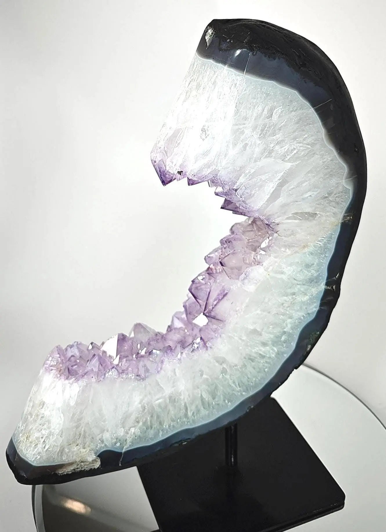 Beautiful Amethyst Half Moon on Stand - Product of Brazil Crystal Hoarder