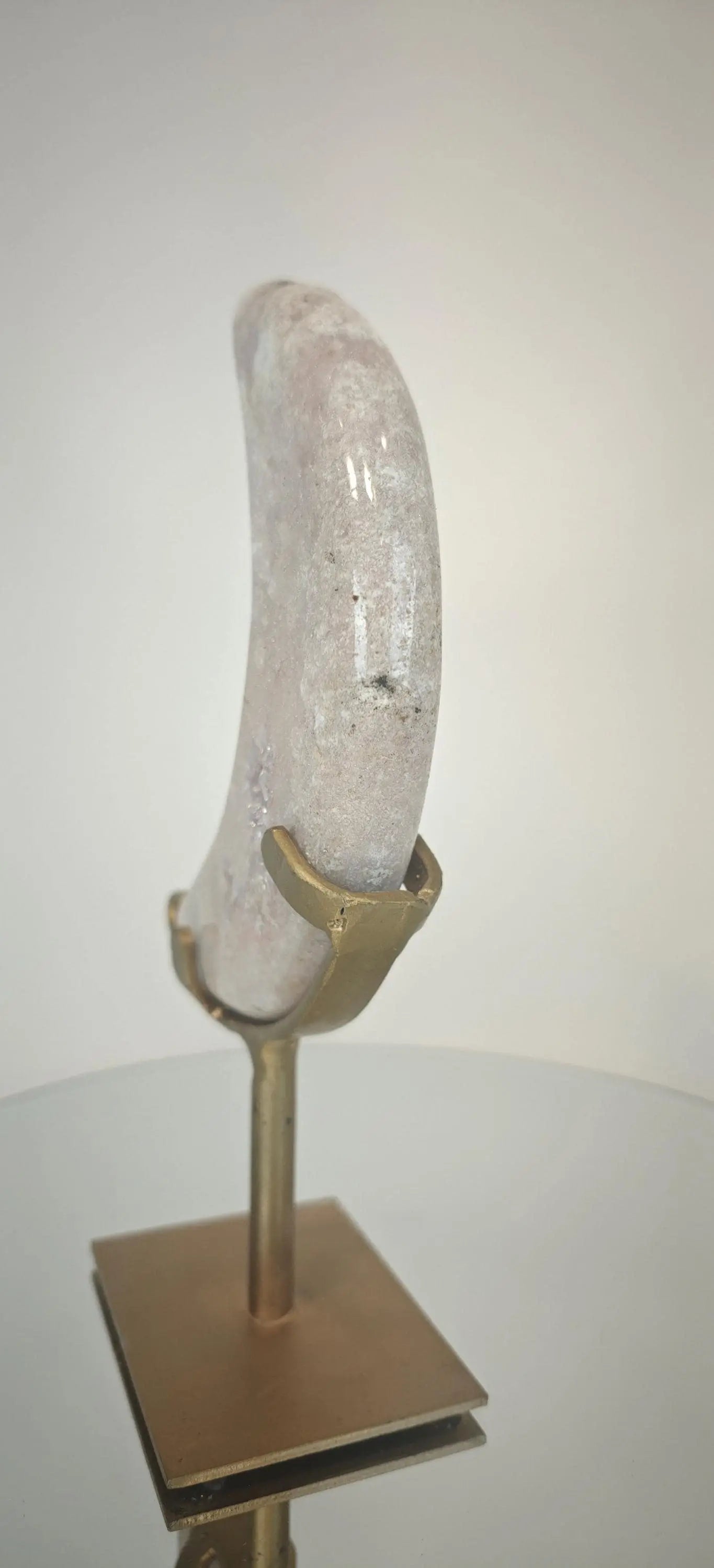 Pink Amethyst Moon with Druzy on Stand - Product of Brazil Crystal Hoarder