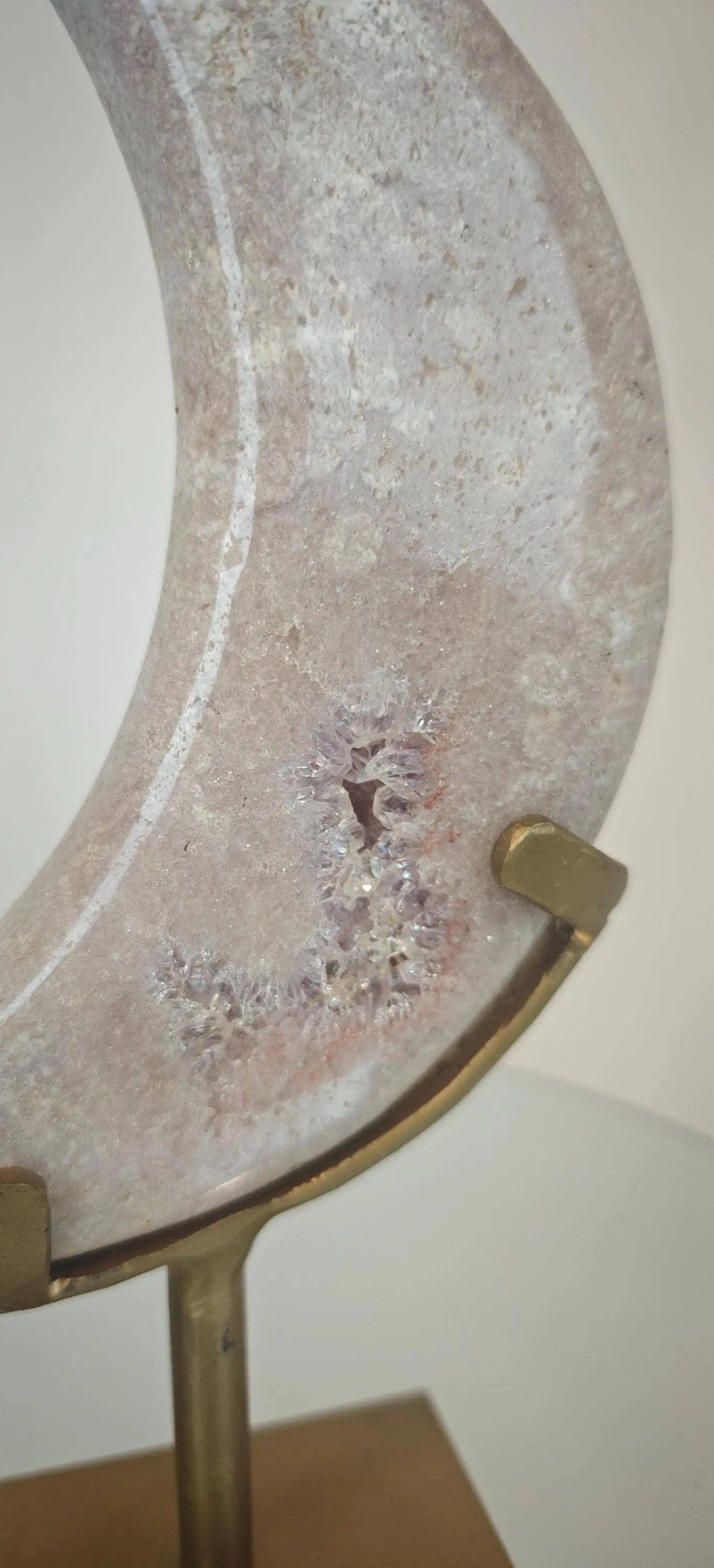 Pink Amethyst Moon with Druzy on Stand - Product of Brazil Crystal Hoarder