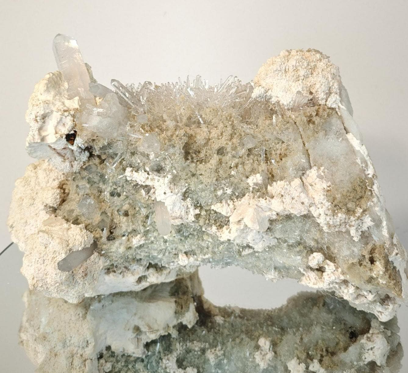 Water Clear Lemurian Quartz with Botryoidal Barite Albite & Chlorite - Colombia Crystal Hoarder