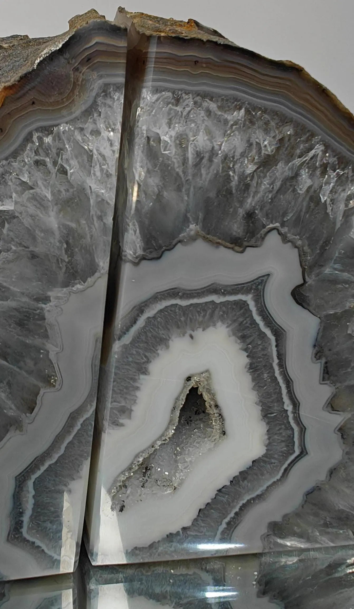 Genuine Druzy Blue Banded Agate Geode Bookends - Product of Brazil Crystal Hoarder