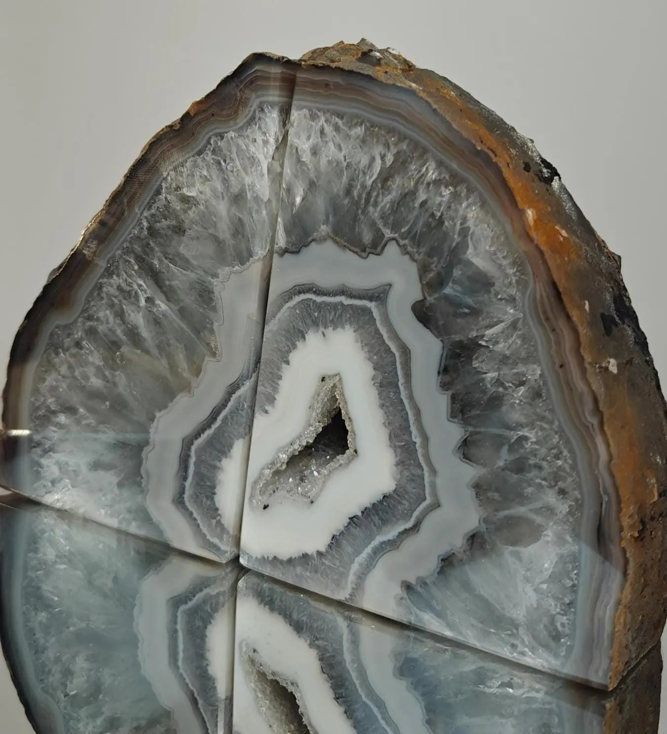 Genuine Druzy Blue Banded Agate Geode Bookends - Product of Brazil Crystal Hoarder