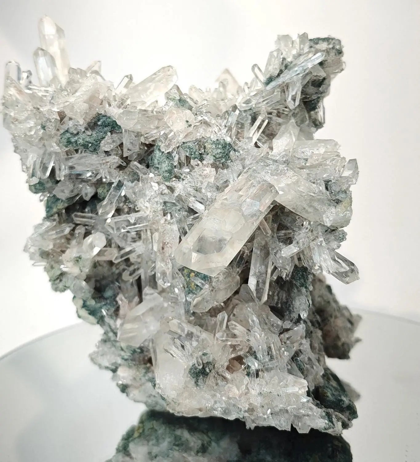 Crystalline Pink Lemurian Quartz with Chlorite and Fuchsite - Amazing Show Piece Crystal Hoarder