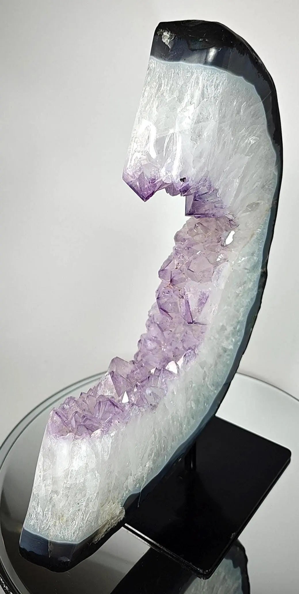 Beautiful Amethyst Half Moon on Stand - Product of Brazil Crystal Hoarder